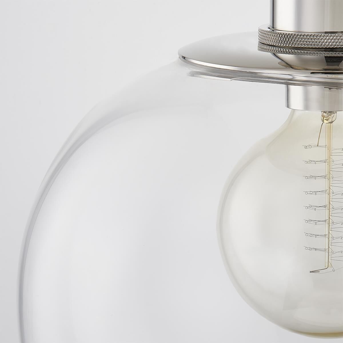 Shown in Polished Nickel finish and Clear glass