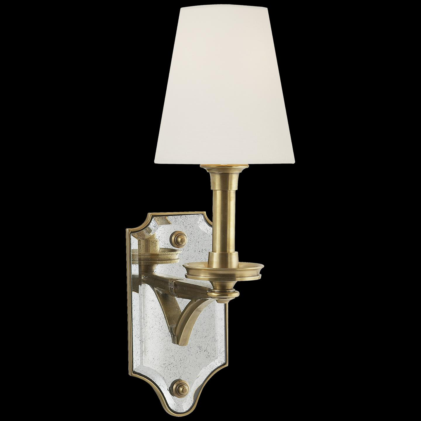 Shown in Hand-Rubbed Antique Brass finish and Linen shade