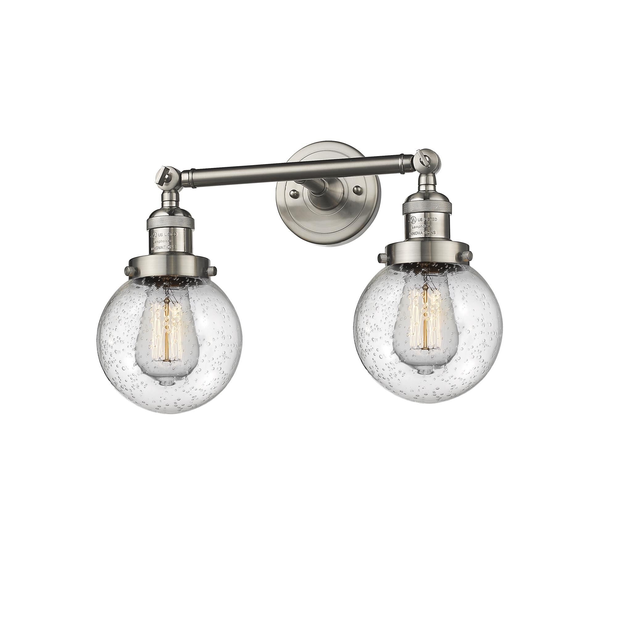 Shown in Brushed Satin Nickel finish and Seedy glass