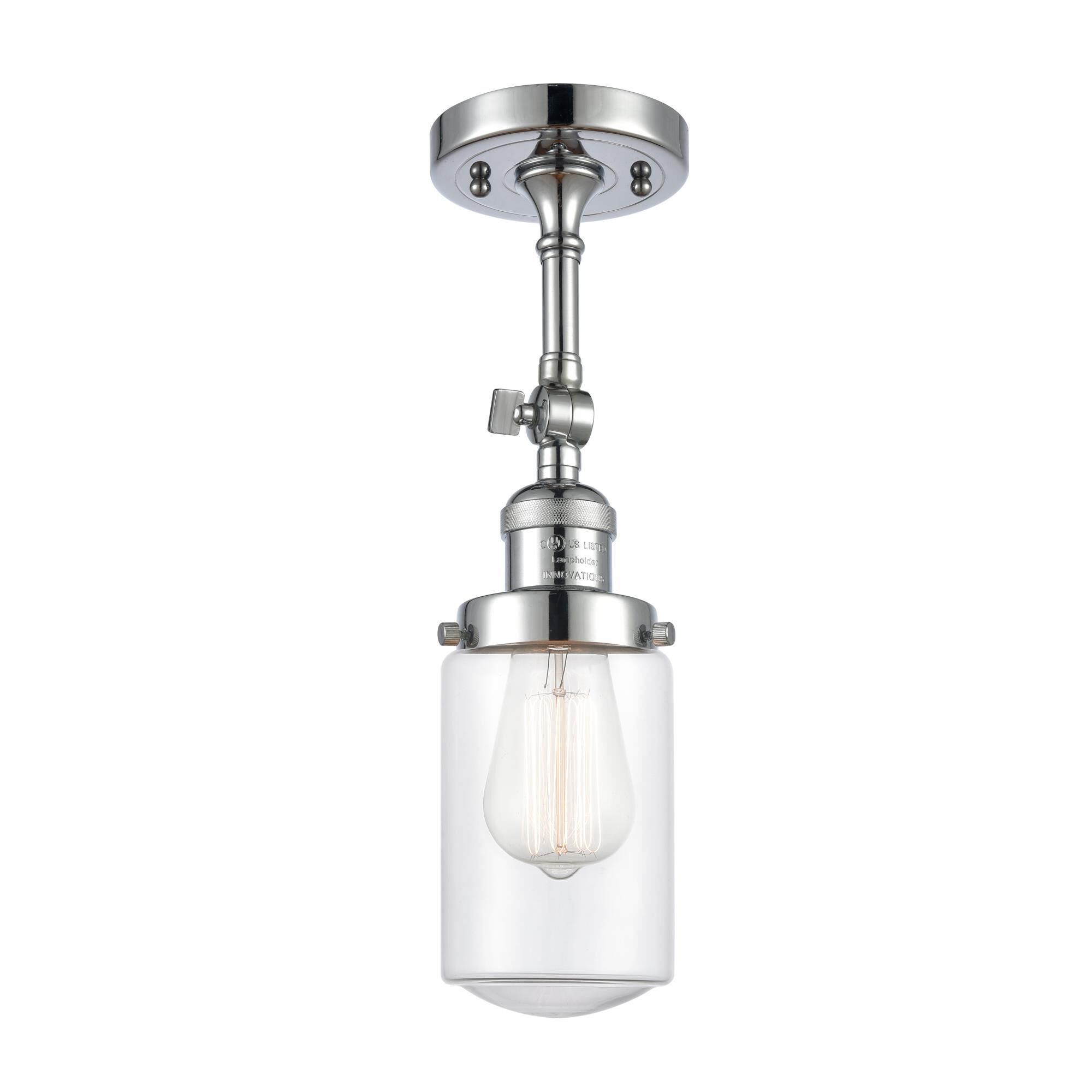 Shown in Polished Chrome finish and Schoolhouse glass and Glass shade
