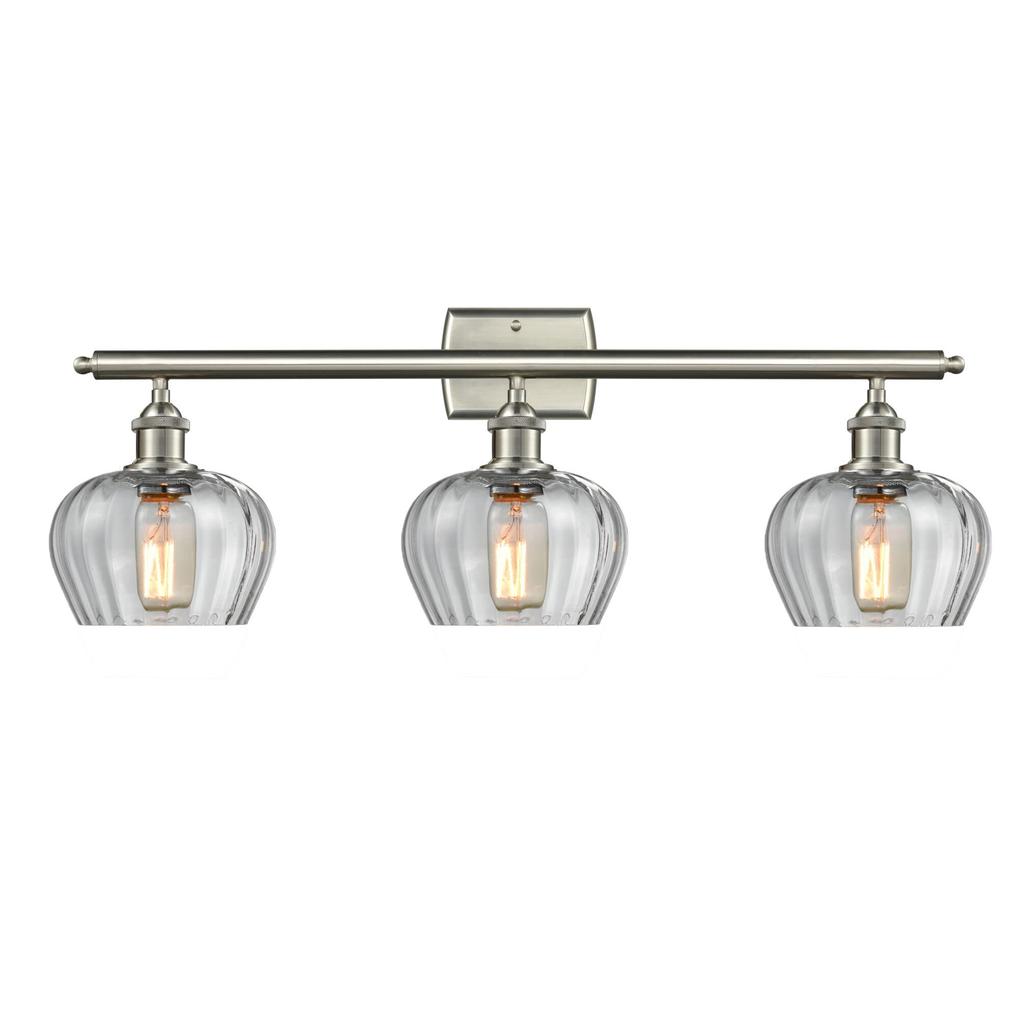 Shown in Brushed Satin Nickel finish and Clear Fluted glass