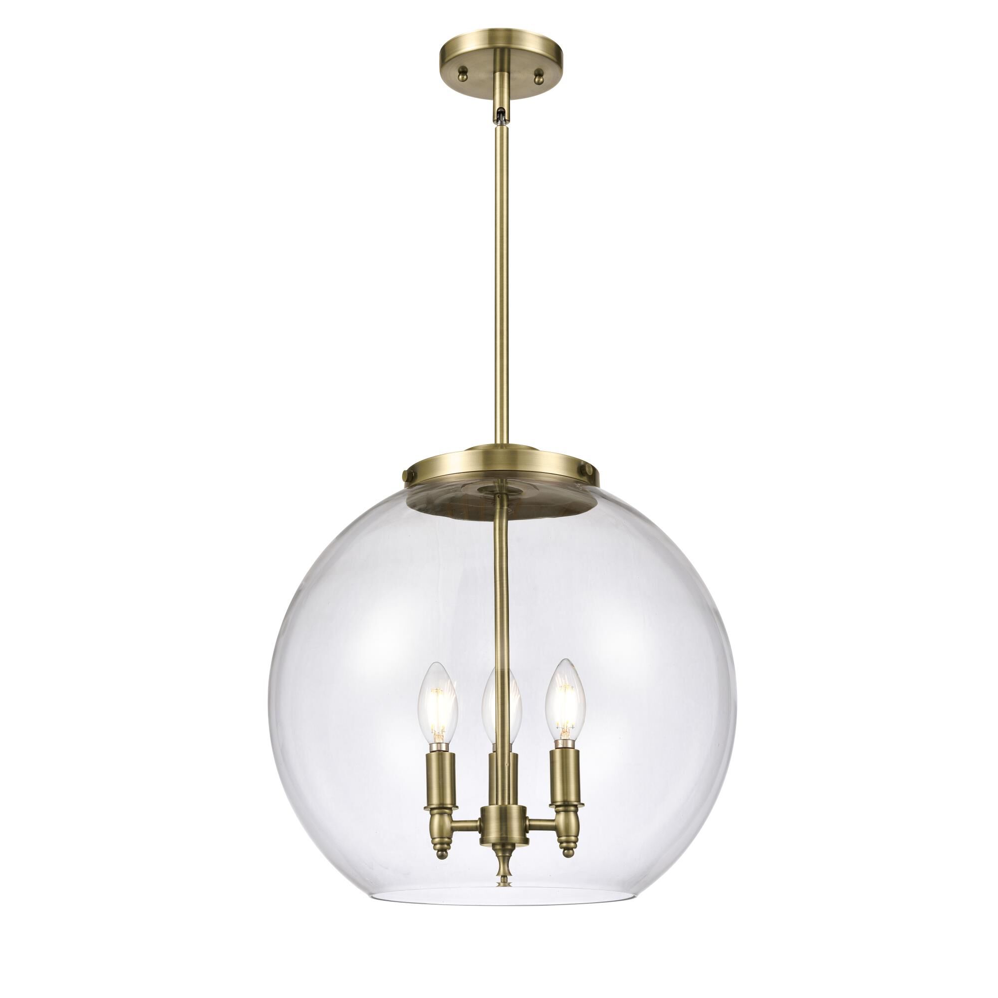 Shown in Antique Brass finish and Clear Large Athens glass