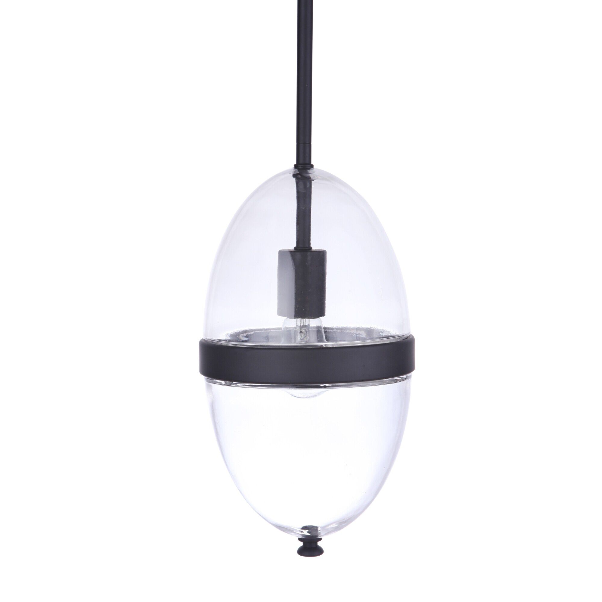 Shown in Midnight finish and Clear glass and Glass shade