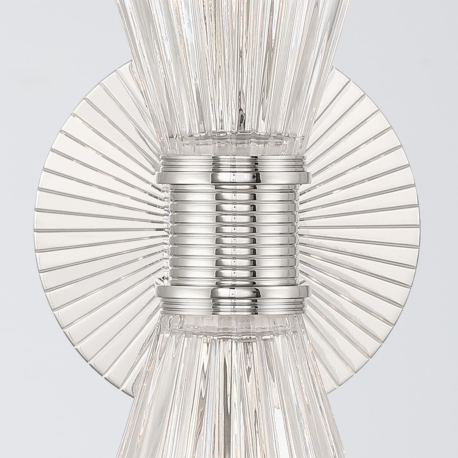 Shown in Polished Nickel finish and Glass shade