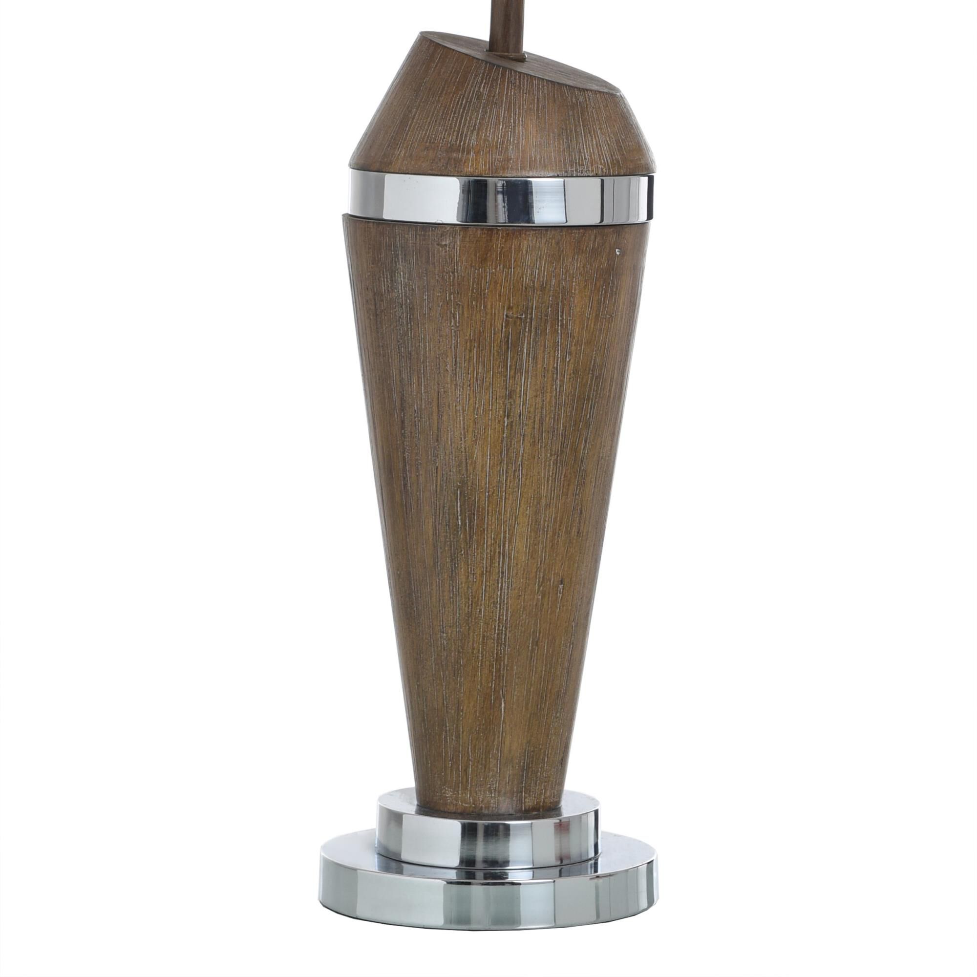 Shown in Brushed Steel finish and Off-White Linen shade