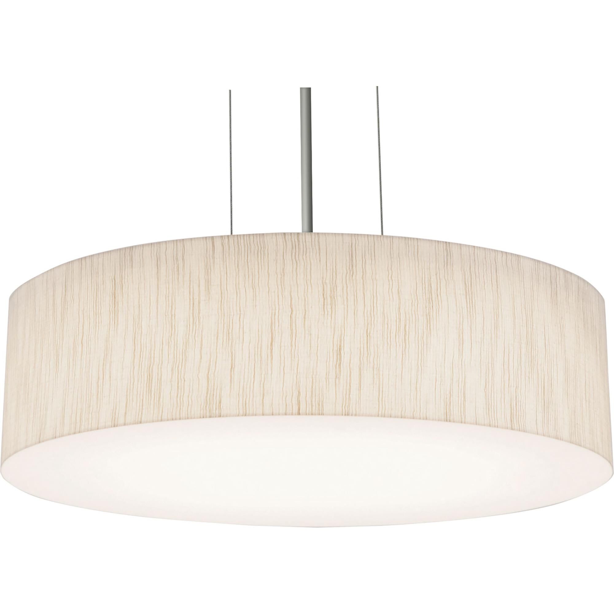 Shown in Satin Nickel finish and Jute Fabric, Acrylic shade and No Accent accent