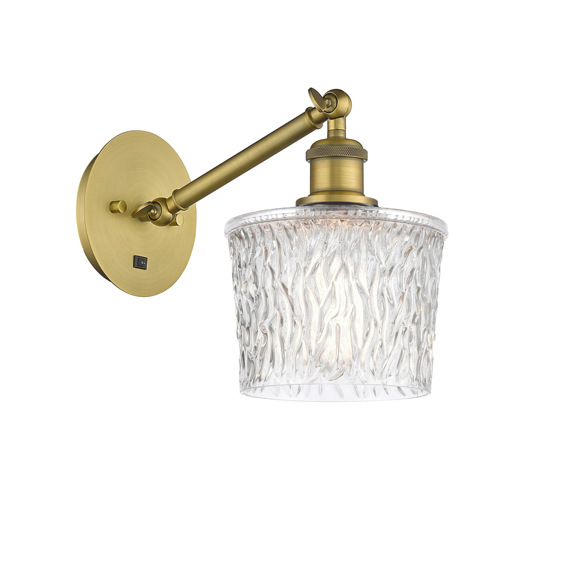 Shown in Brushed Brass finish and Clear Niagra glass