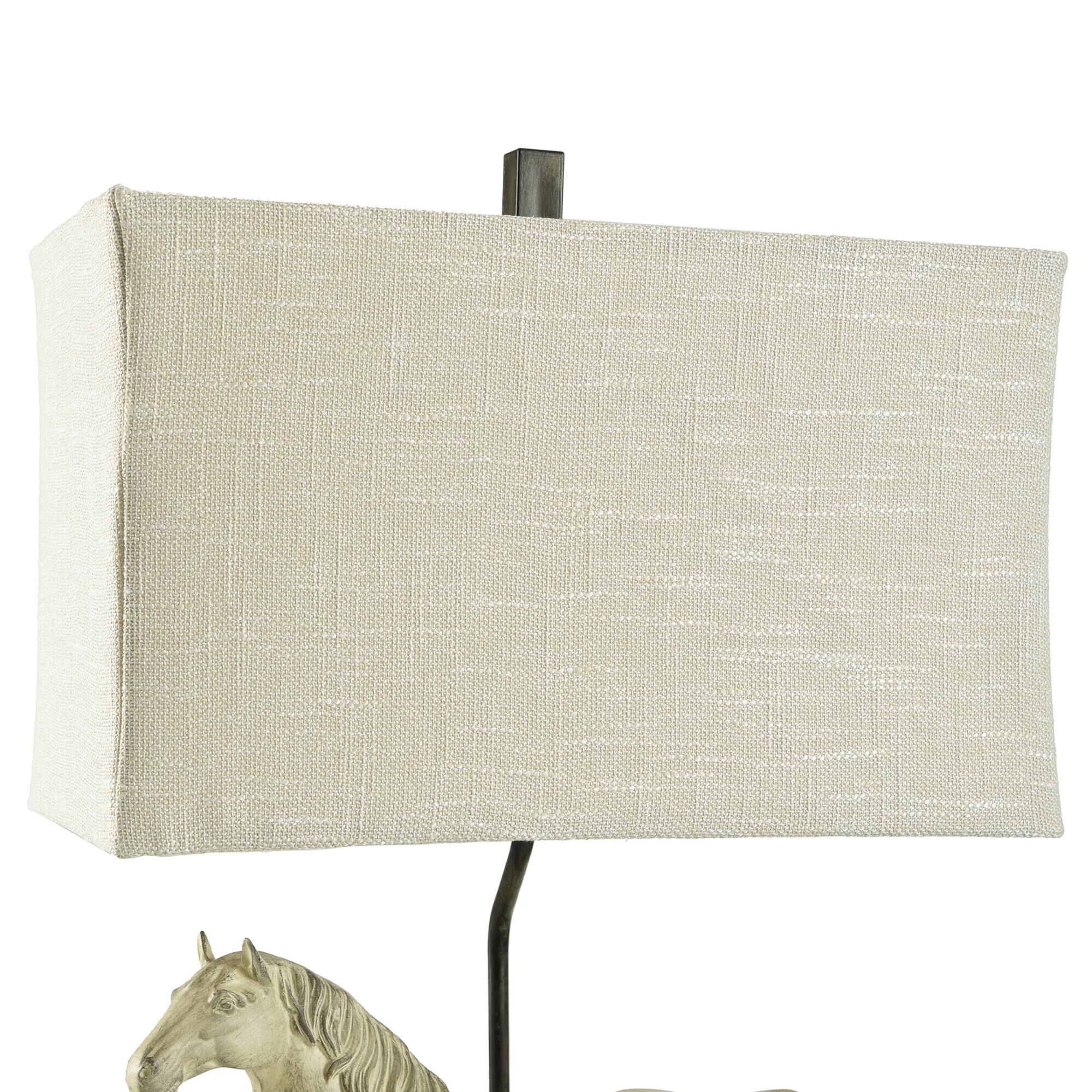 Shown in Dapple Gray finish and Natural Linen Softback Fabric shade