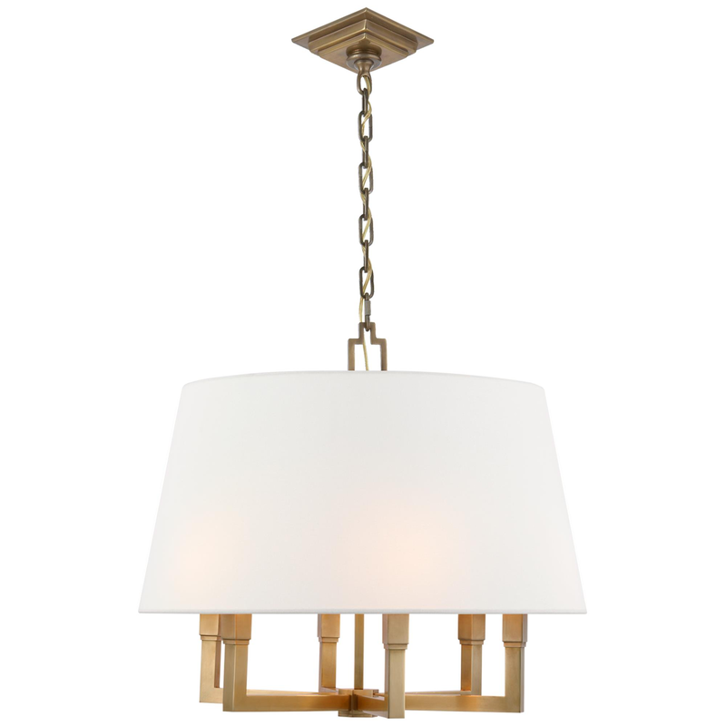 Chapman & Myers Square Tube 24 Inch 6 Light Chandelier by Visual Comfort Signature Collection