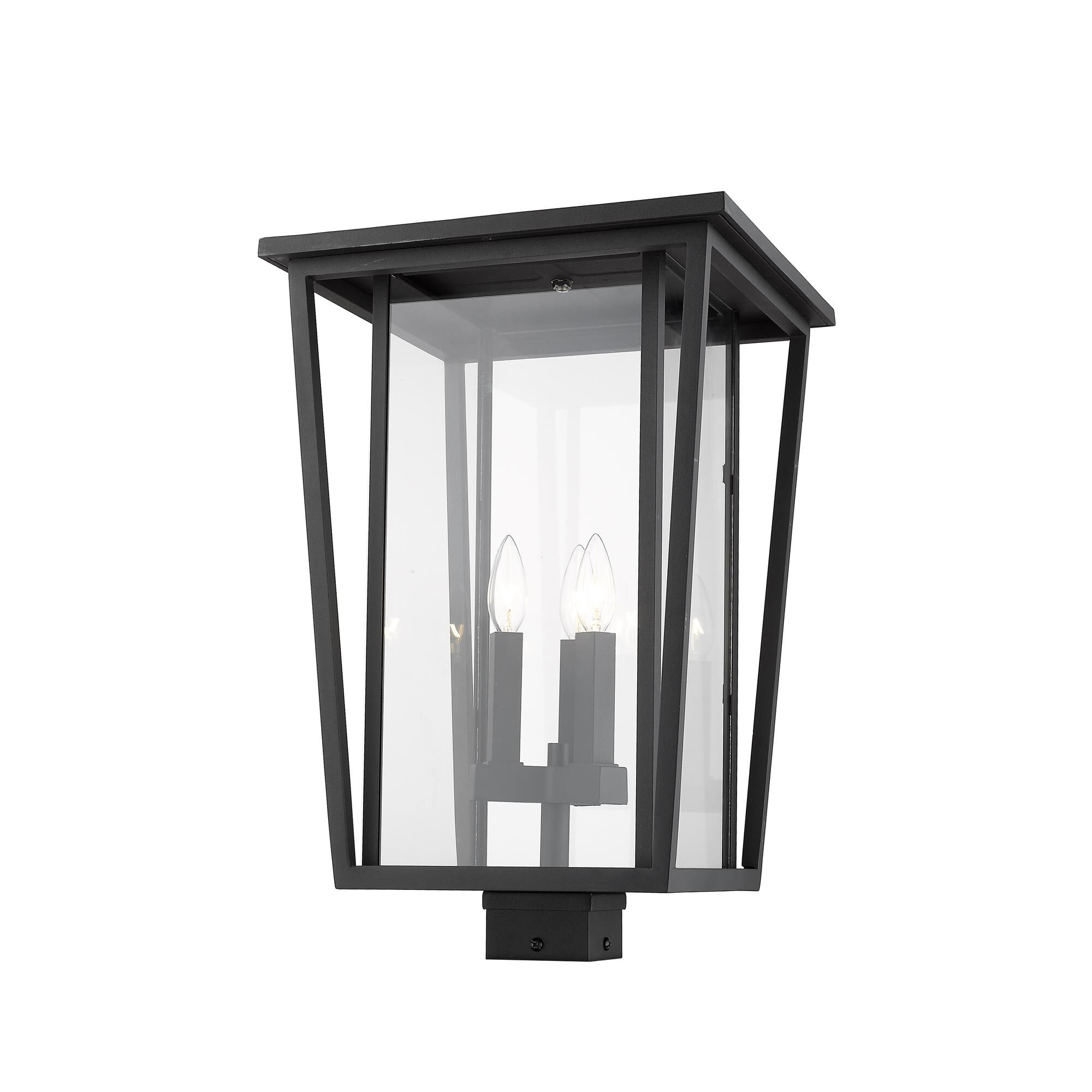 Shown in Black finish and Glass shade