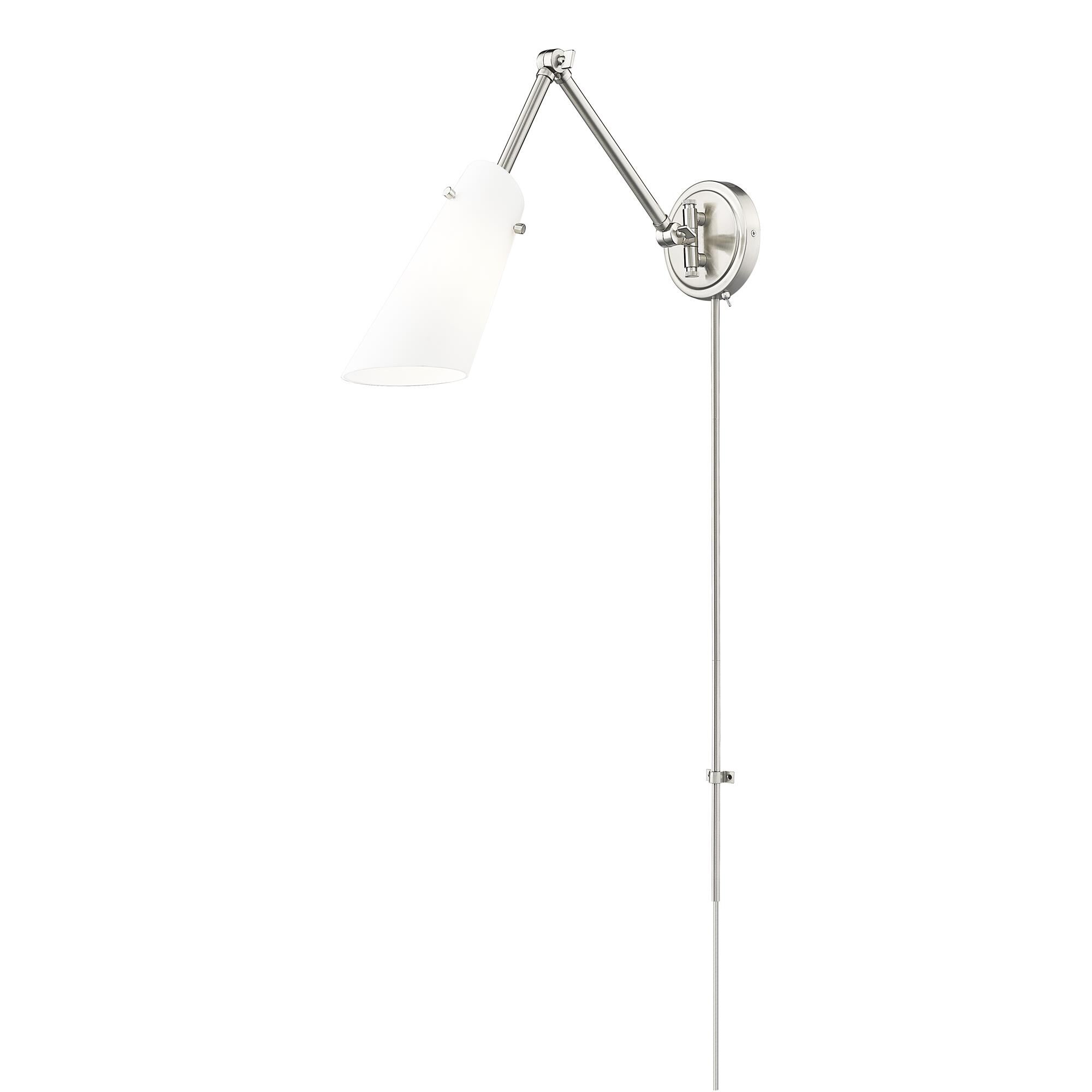 Shown in Brushed Nickel finish and Opal glass and Opal shade