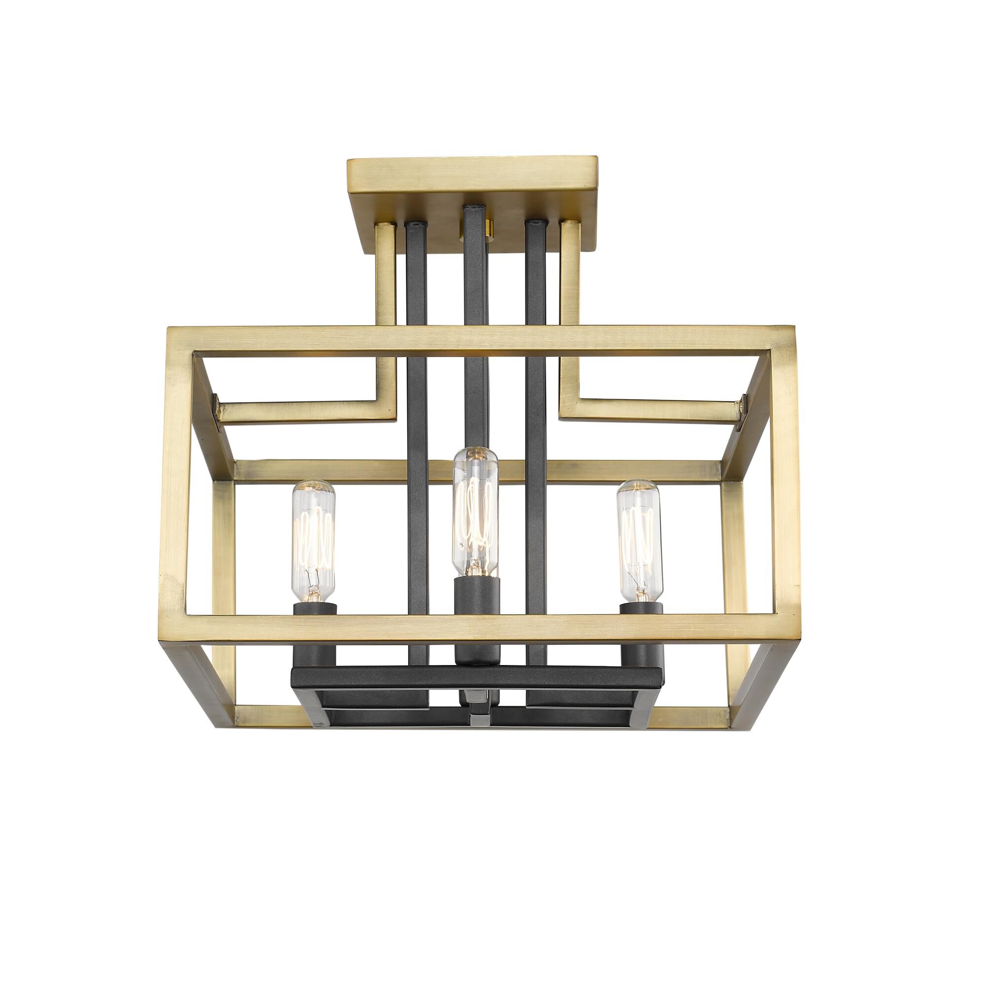 Shown in Olde Brass + Bronze finish and --- glass and --- shade