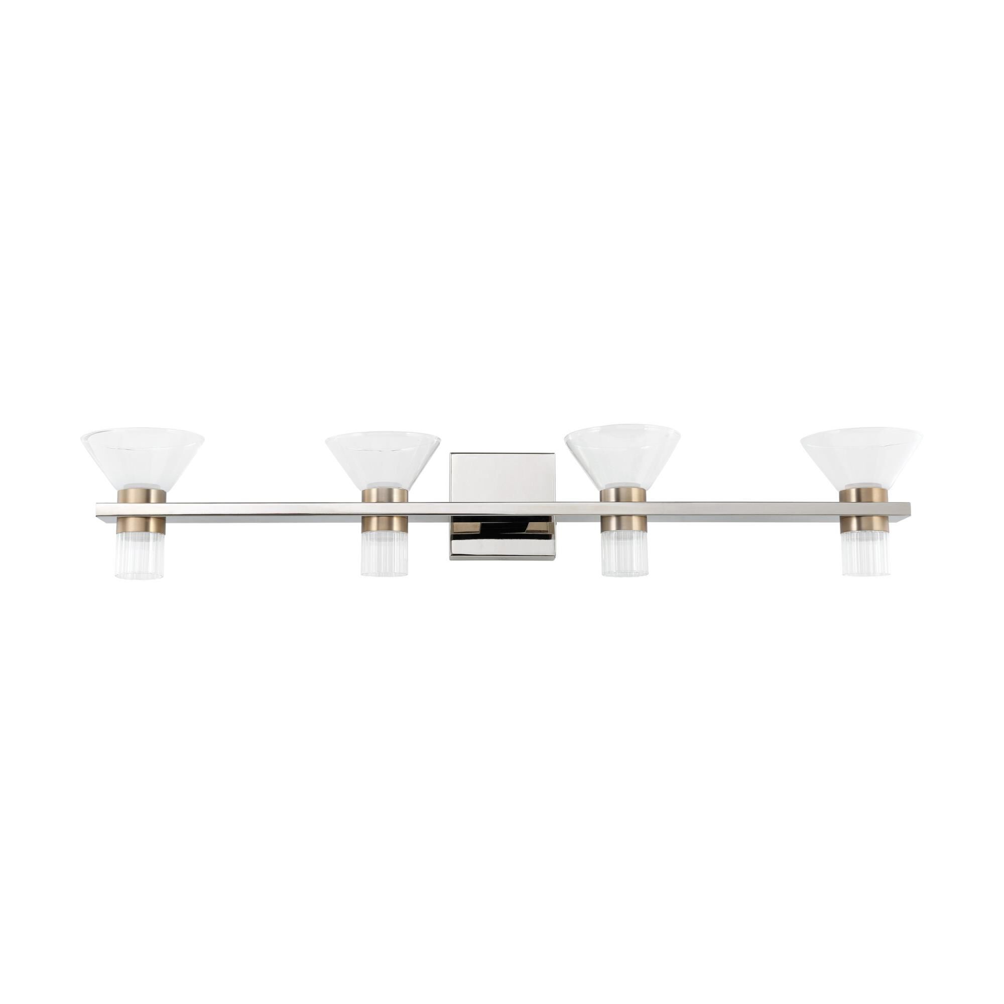 Shown in Polished Nickel finish and Clear, Clear Ribbed glass