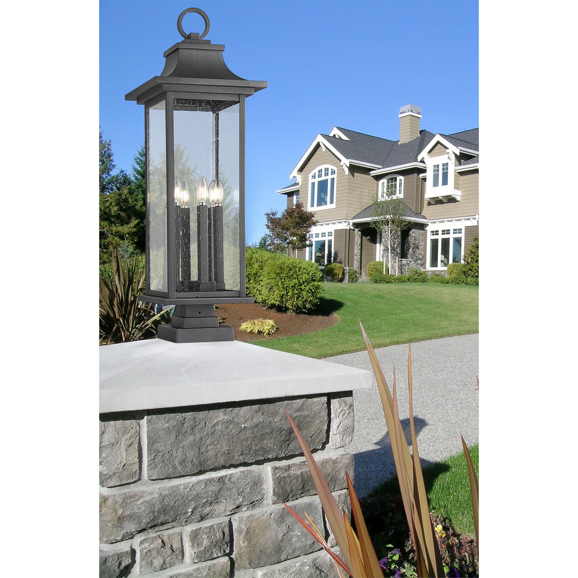 Shown in Black finish and Clear Seedy glass and Clear Seedy shade