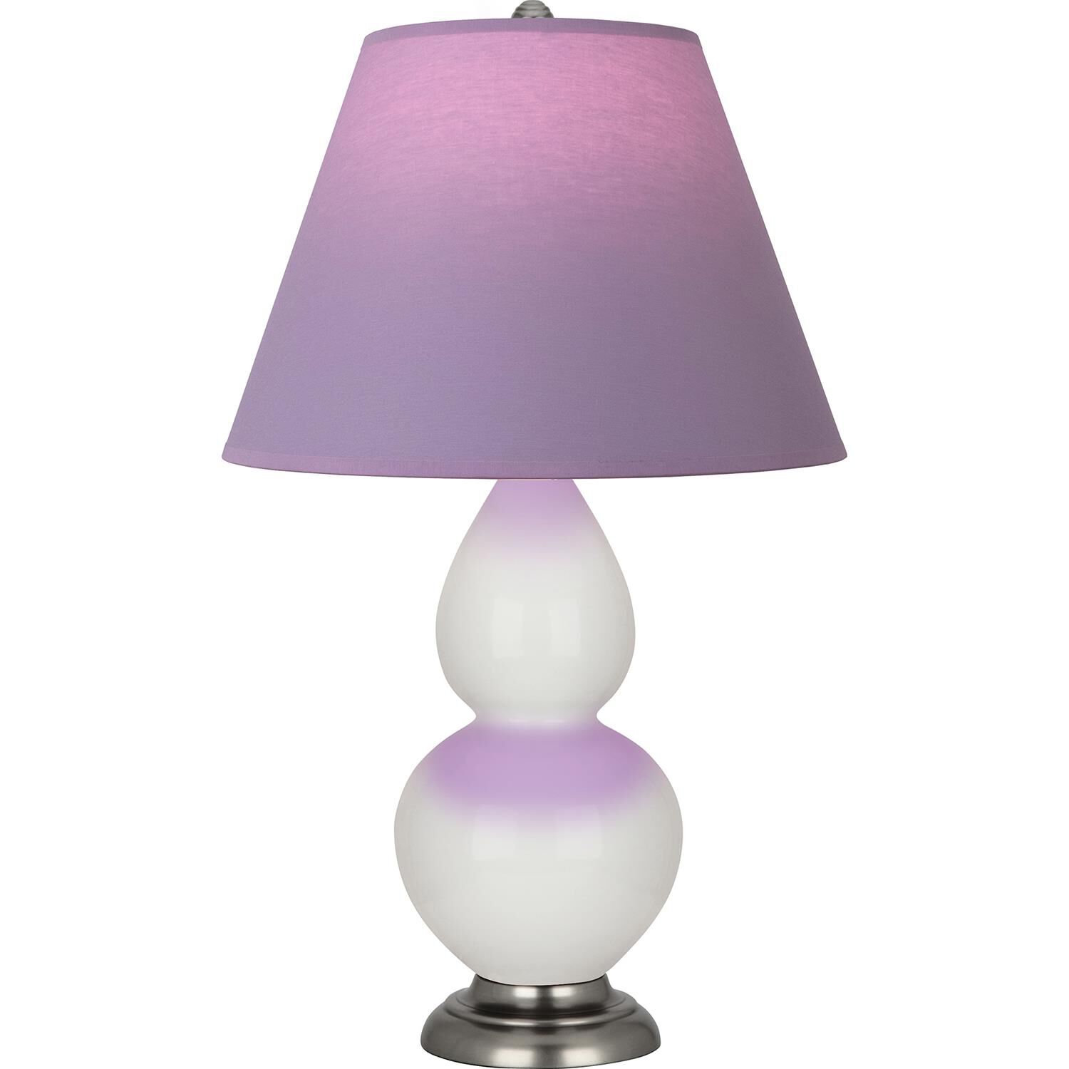 Shown in Lily finish and Lavender and Plum shade and Antique Silver accent
