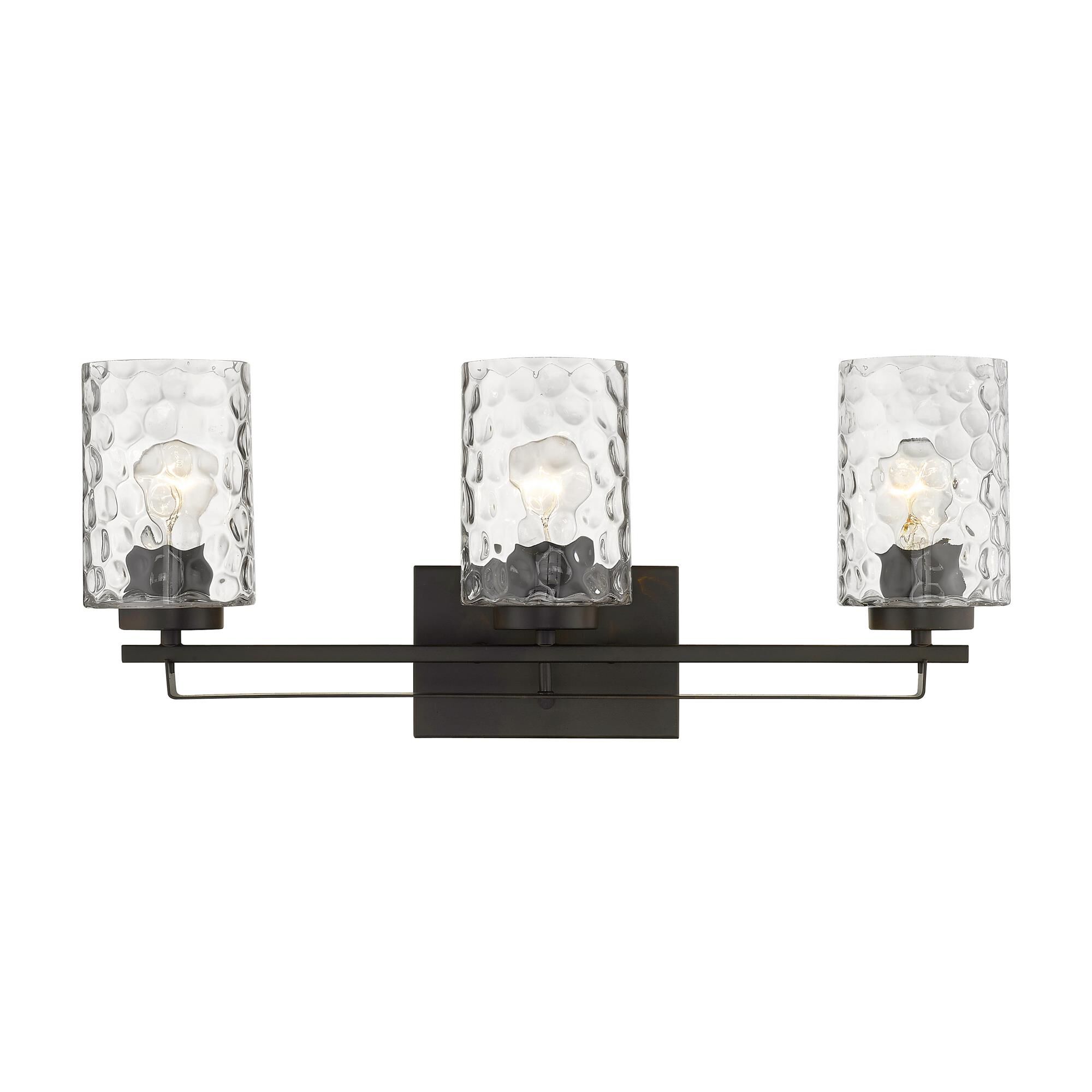 Shown in Oil-Rubbed Bronze finish and Clear glass and Clear, Optic Cylindrical Glass shade