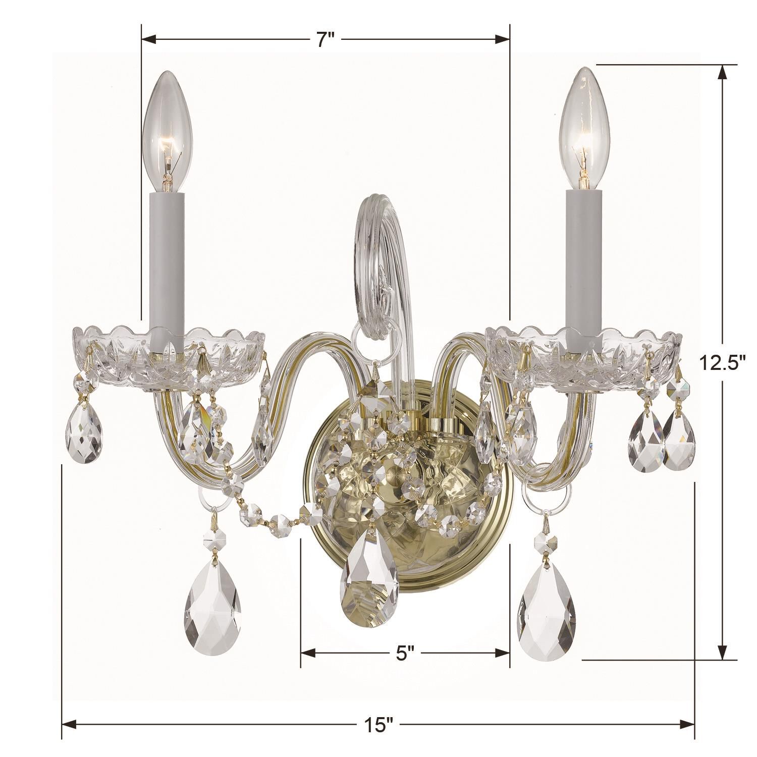 Traditional Crystal 15 Inch Wall Sconce by Crystorama