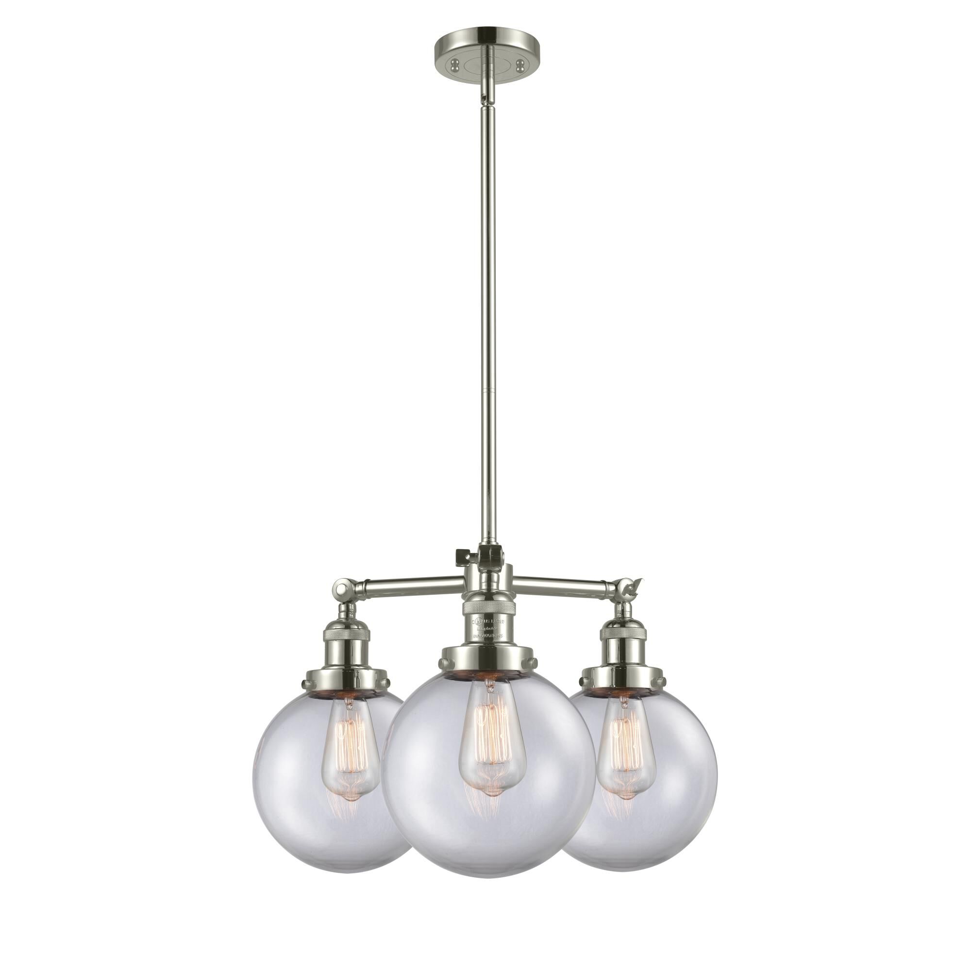 Shown in Polished Nickel finish and Clear glass