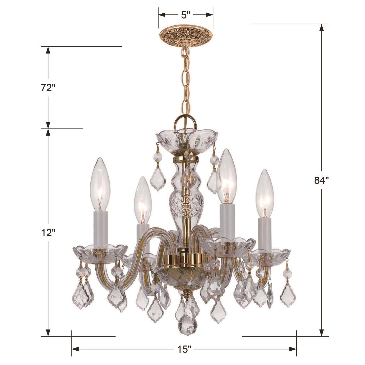 Traditional Crystal 15 Inch 4 Light Mini Chandelier by Crystorama