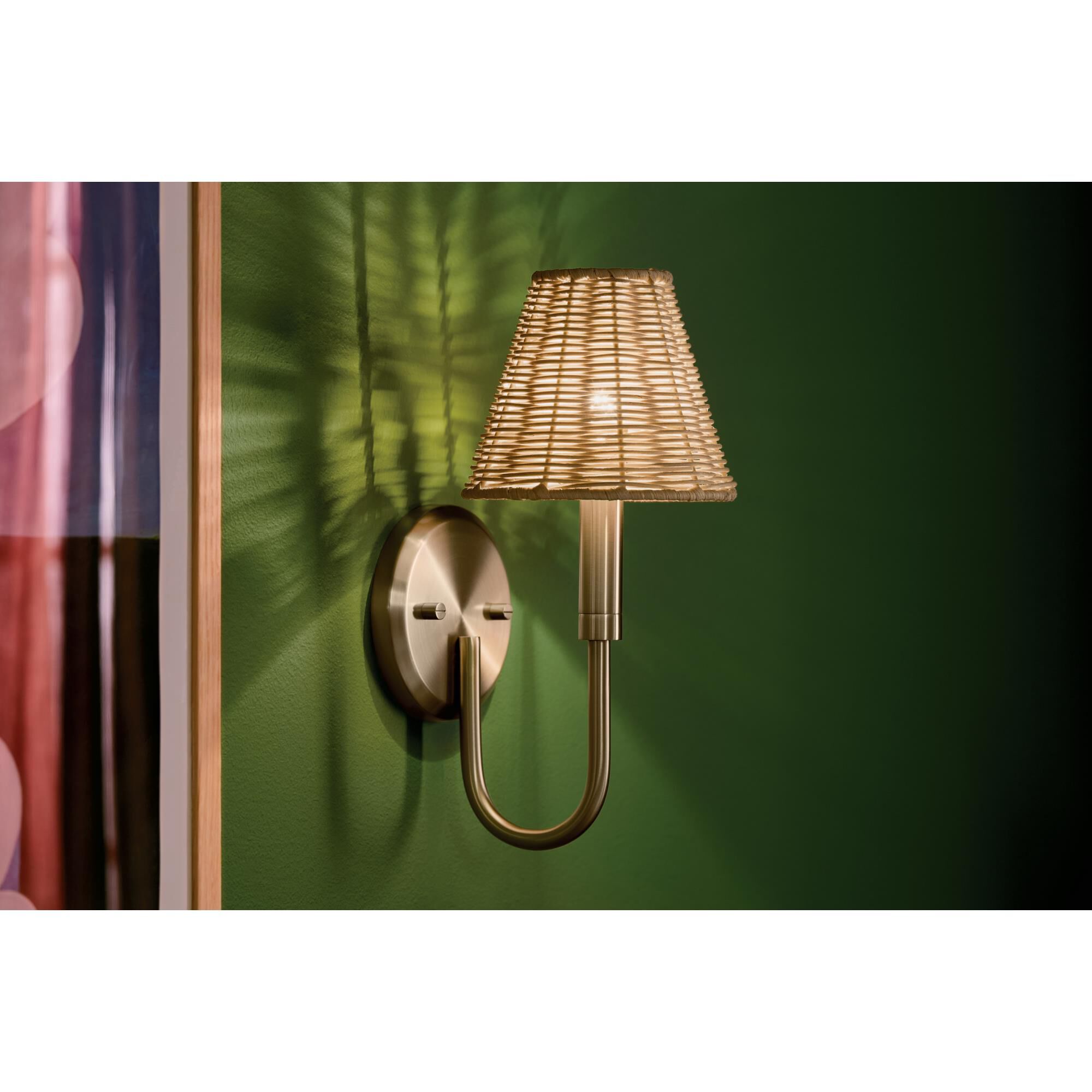 Shown in Champagne Bronze finish and Rattan Textured shade