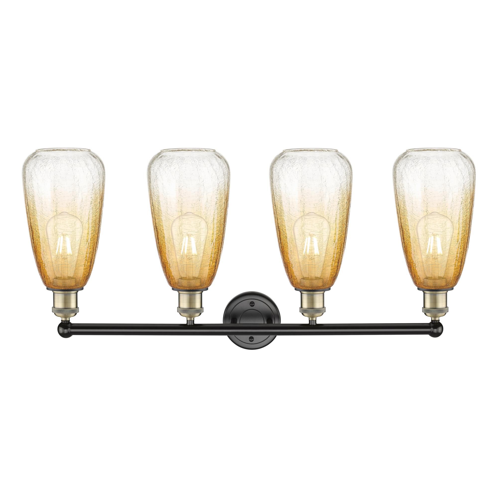 Shown in Black Antique Brass finish and Amber glass