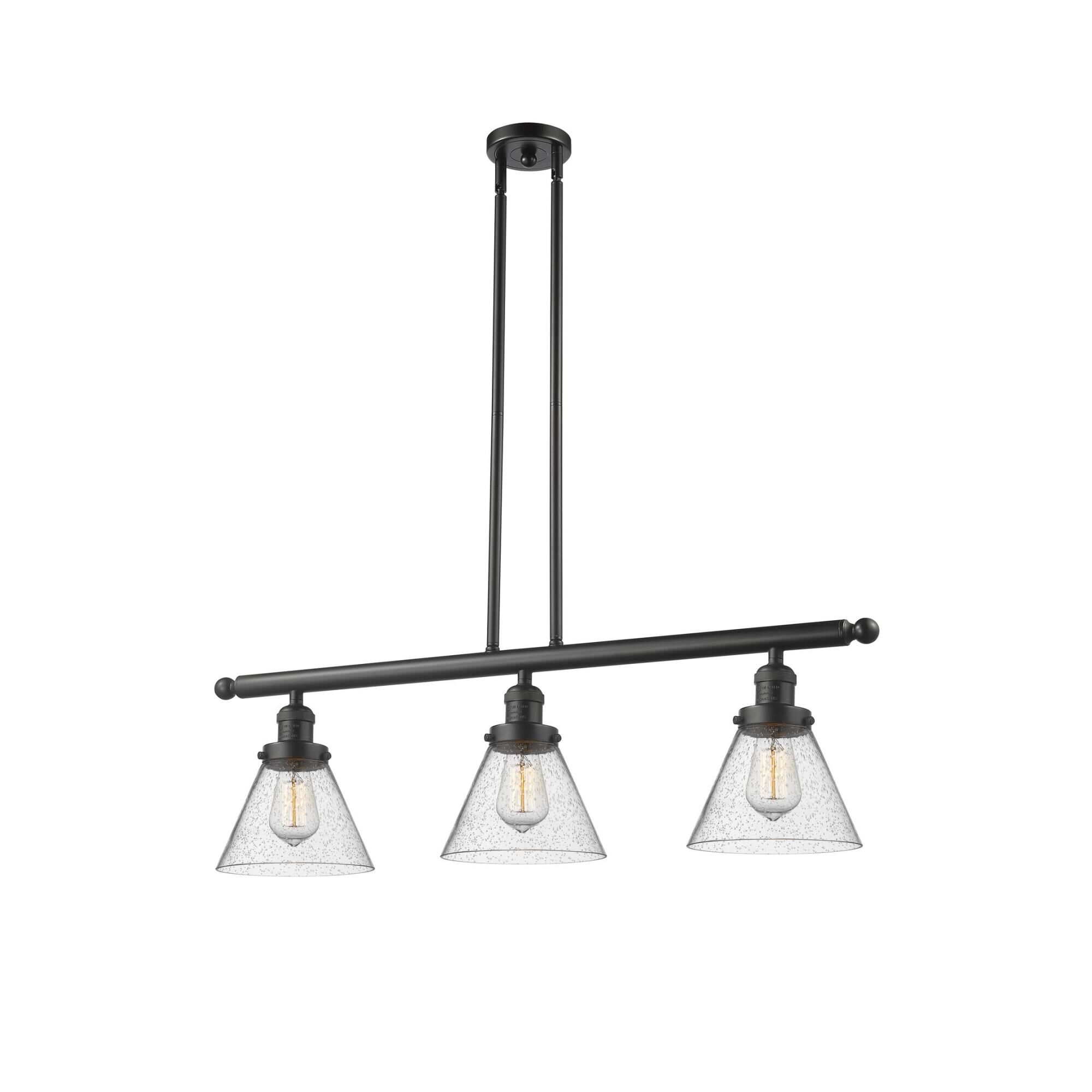 Shown in Oil Rubbed Bronze finish and Seedy glass