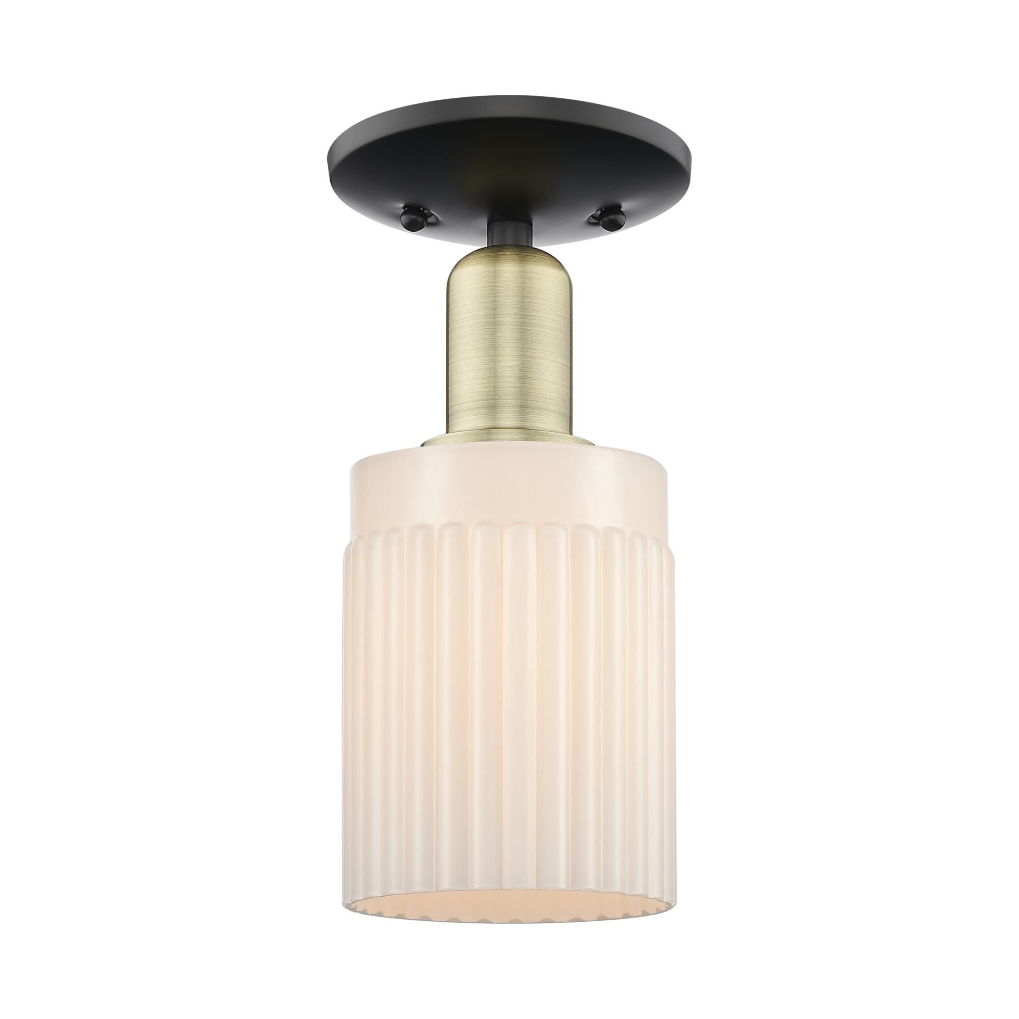 Shown in Black Antique Brass finish and Matte White glass