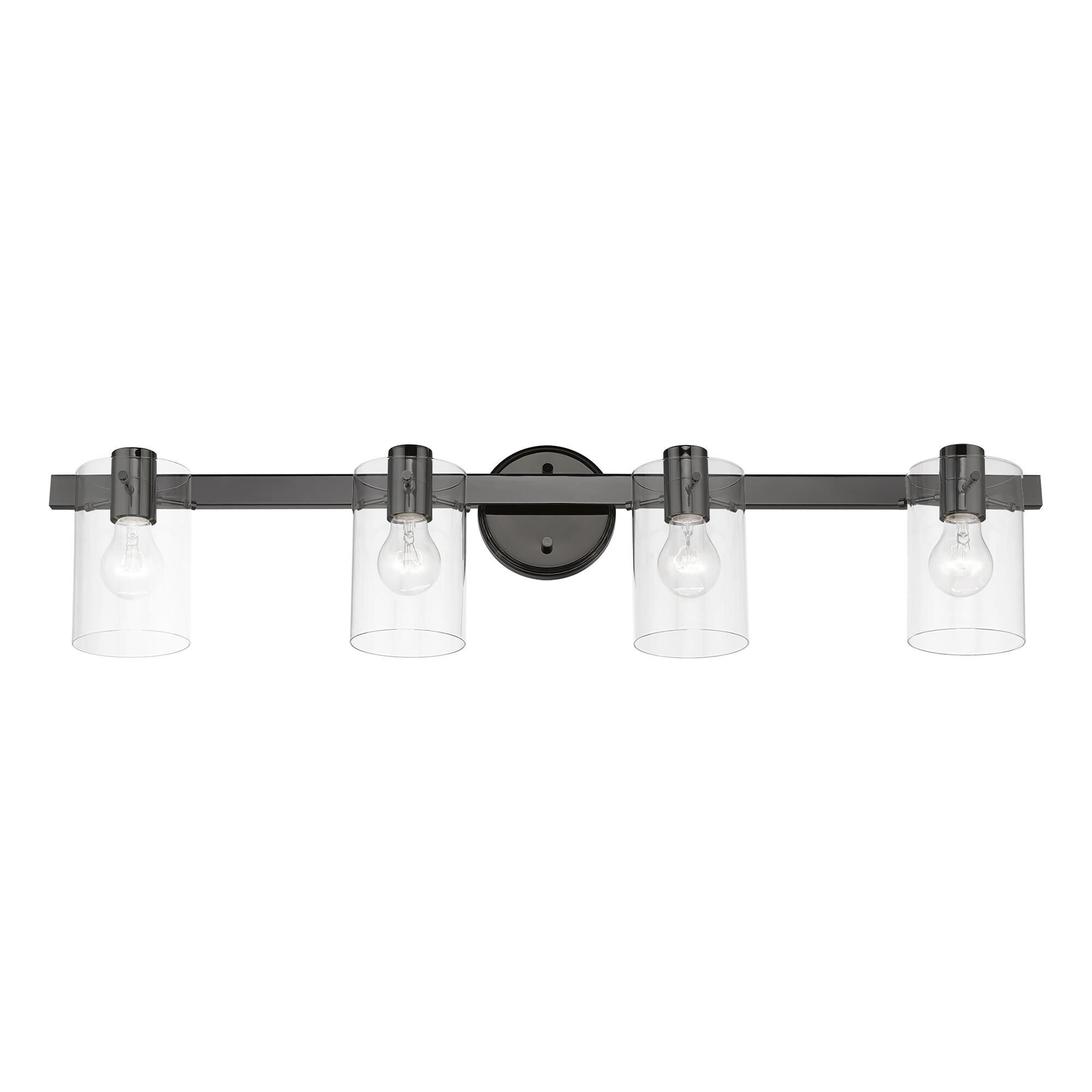 Shown in Black Chrome finish and Clear glass