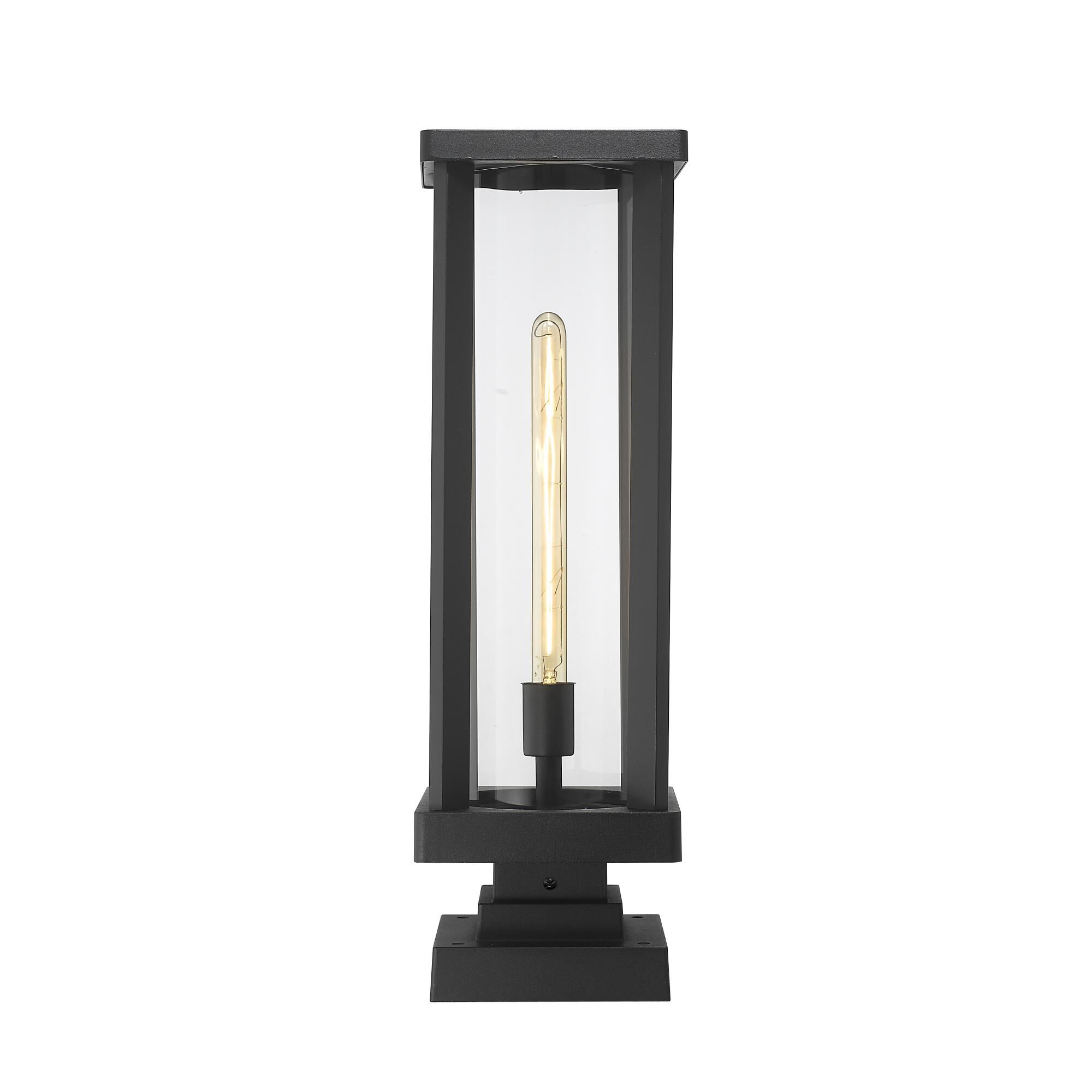 Shown in Black finish and Glass shade