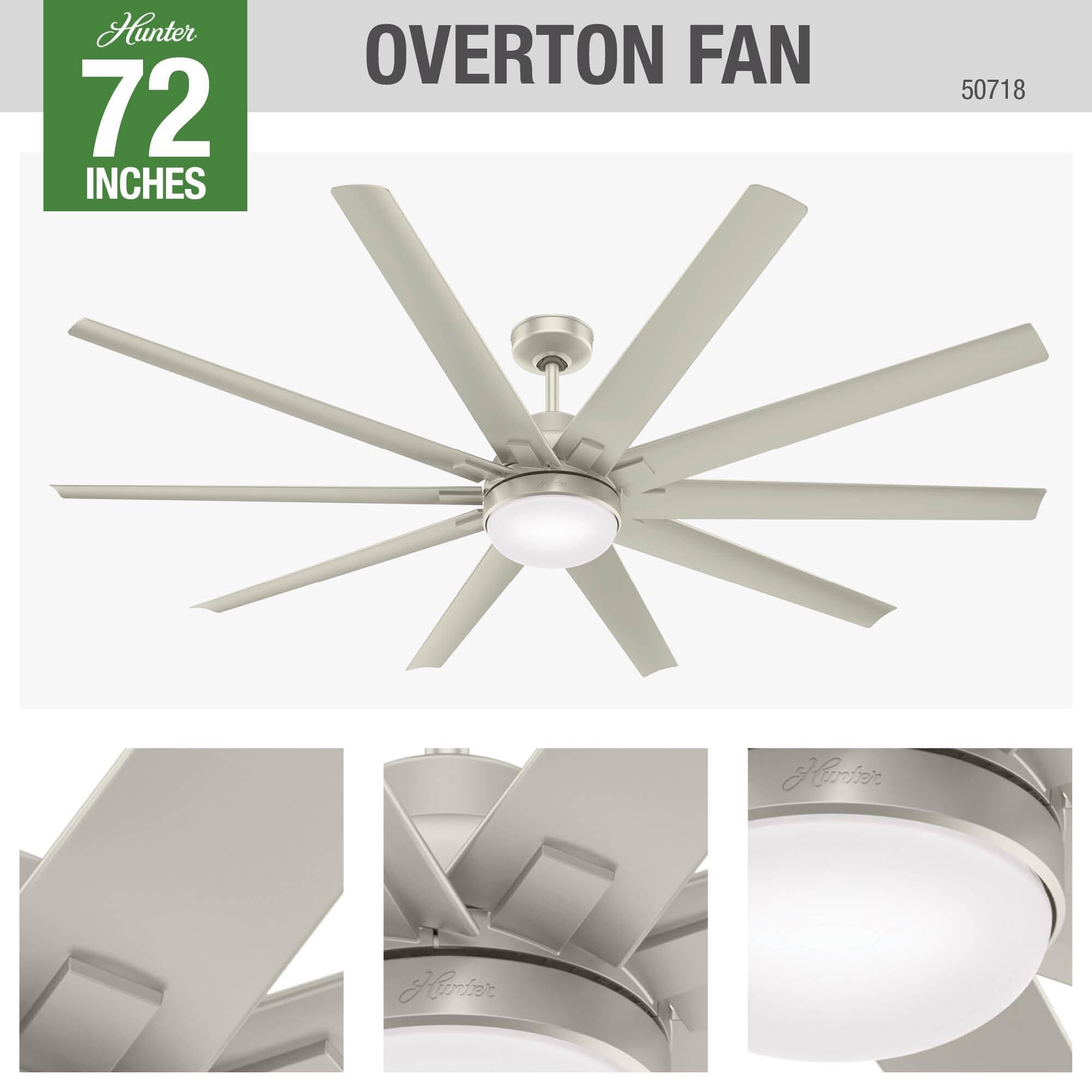 Overton 72 Inch Ceiling Fan with Light Kit by Hunter Fan