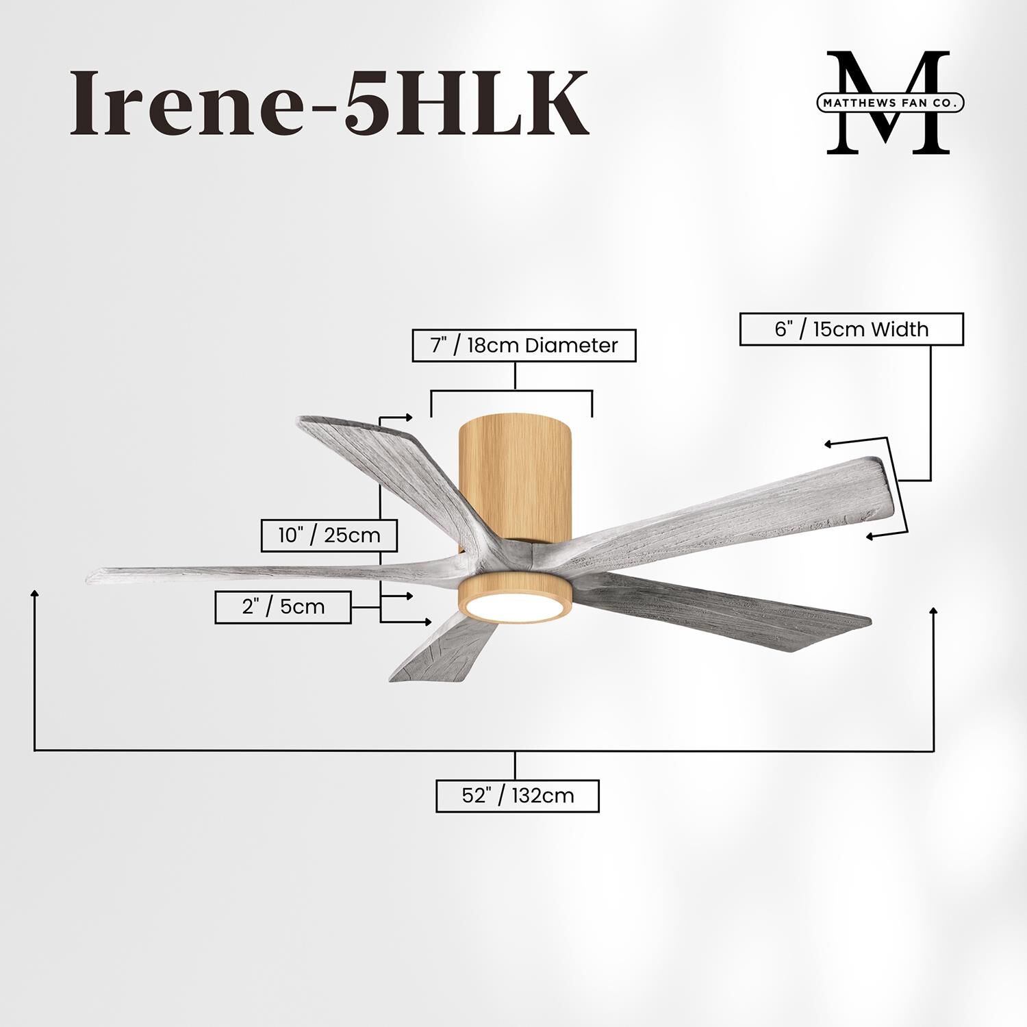 Irene 52 Inch Flush Mount Fan with Light Kit by Matthews Fan Company