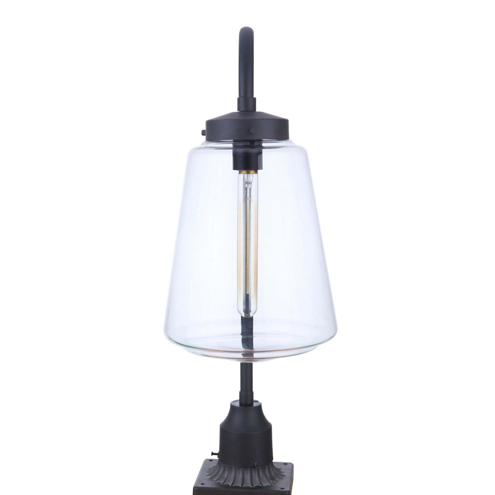 Shown in Midnight finish and Clear glass and Glass shade