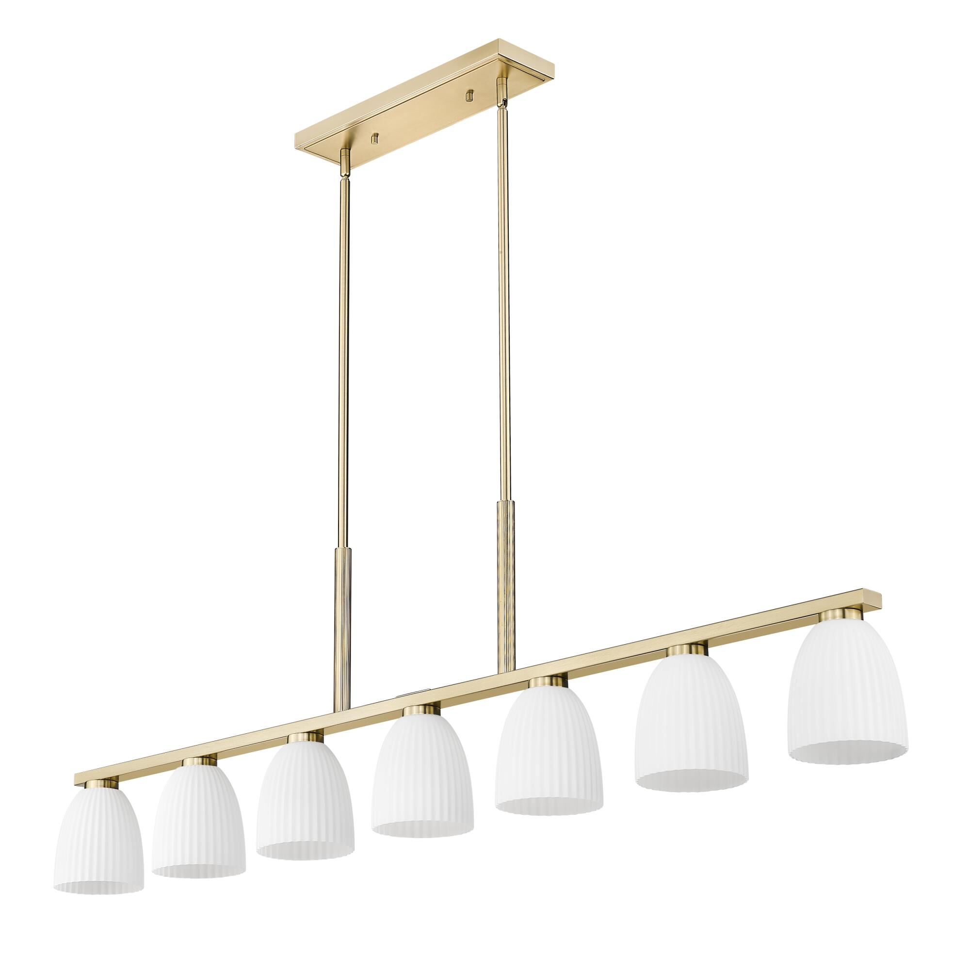 Shown in Modern Gold finish and Matte Opal glass and Matte Opal shade