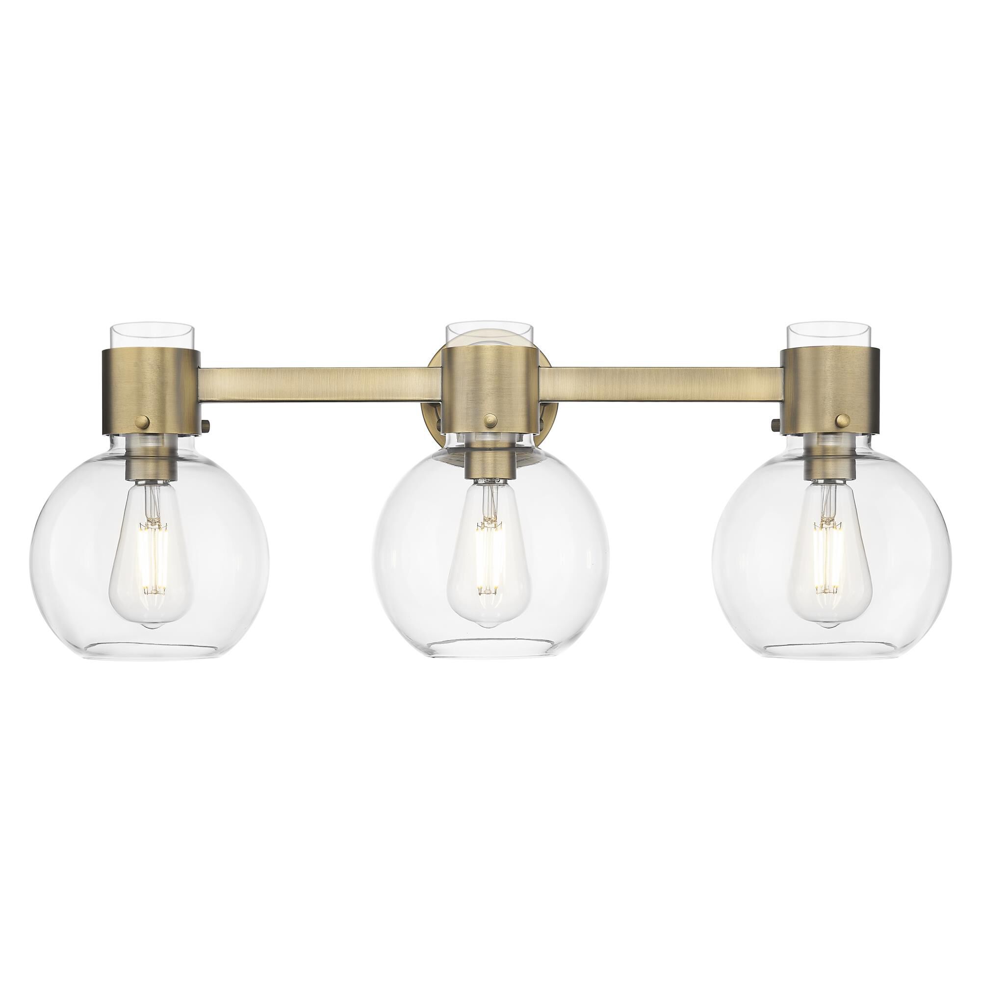 Shown in Brushed Brass finish and Clear glass