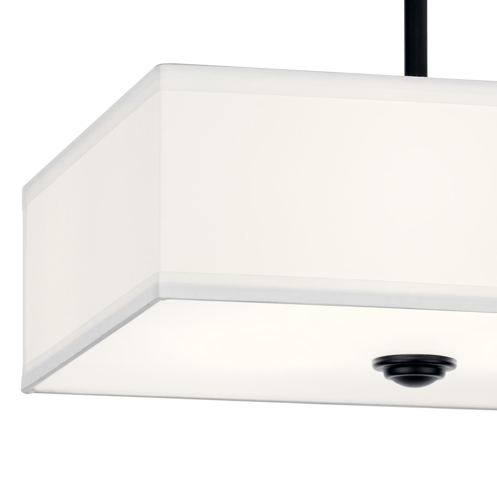 Shown in Black finish and Satin Etched Diffuser glass and White Microfiber shade