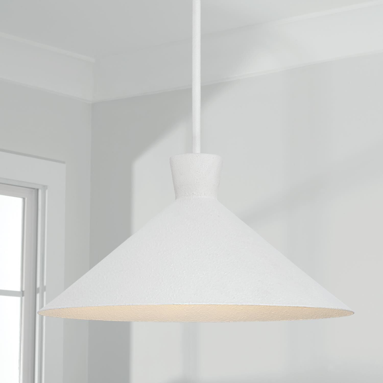 Shown in Textured White finish and Textured White  Interior shade