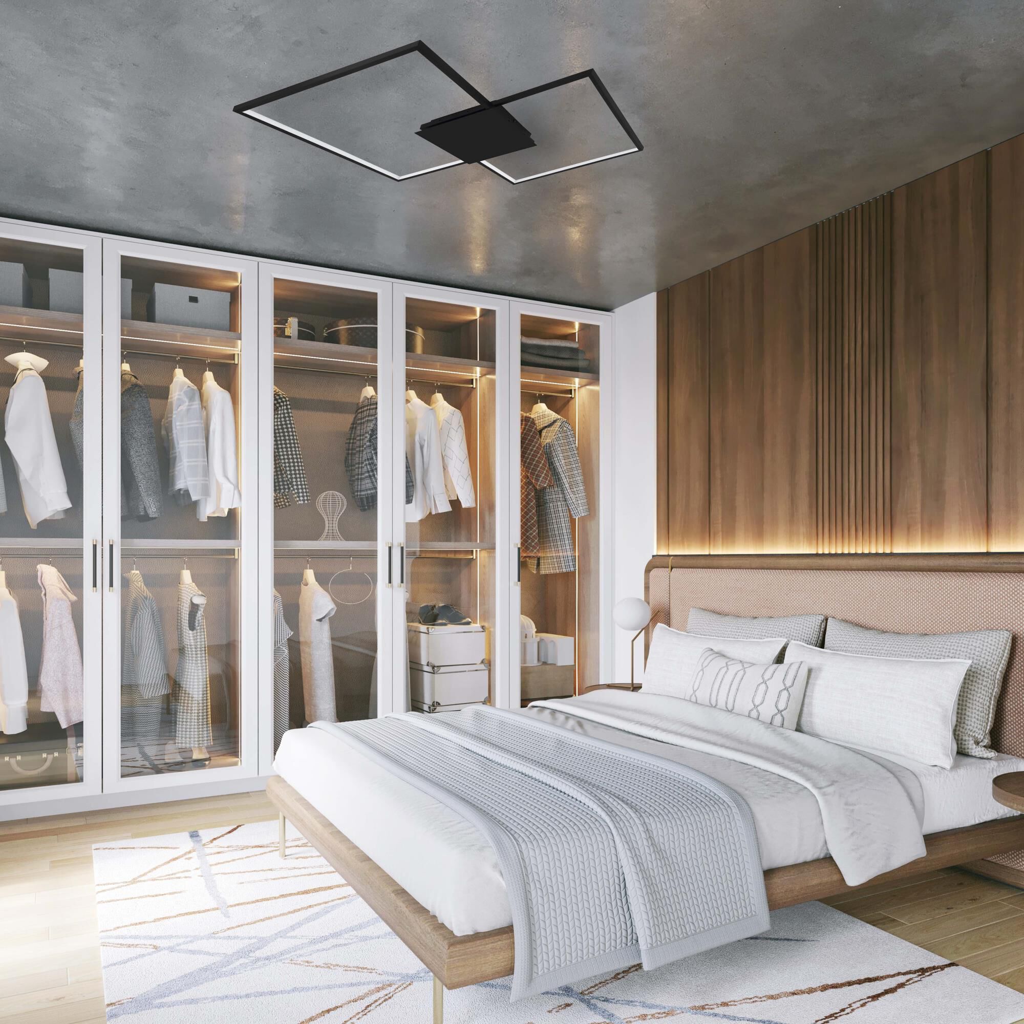 Shown in Matte Black finish and White Acrylic glass