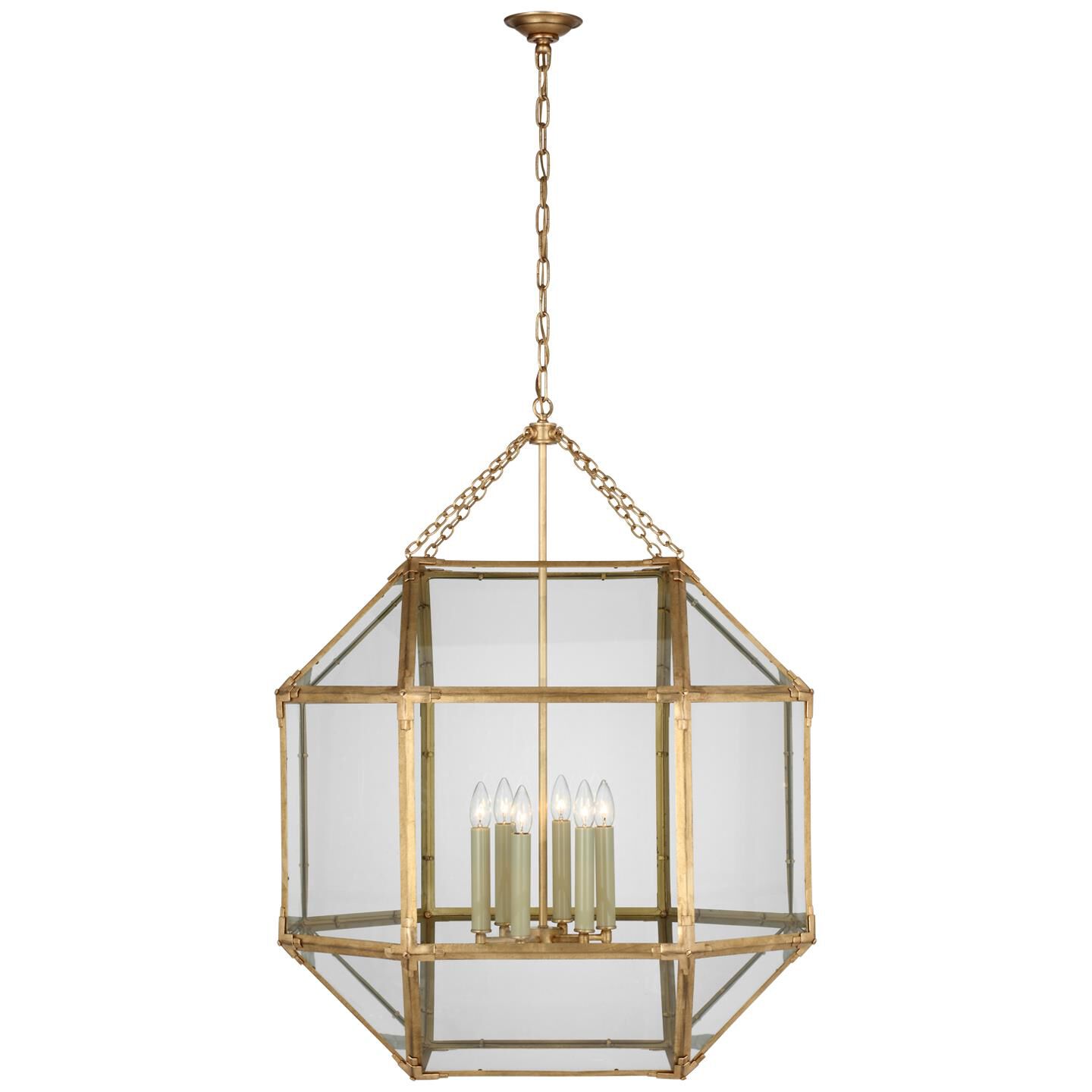 Shown in Gilded Iron finish and Clear Glass shade