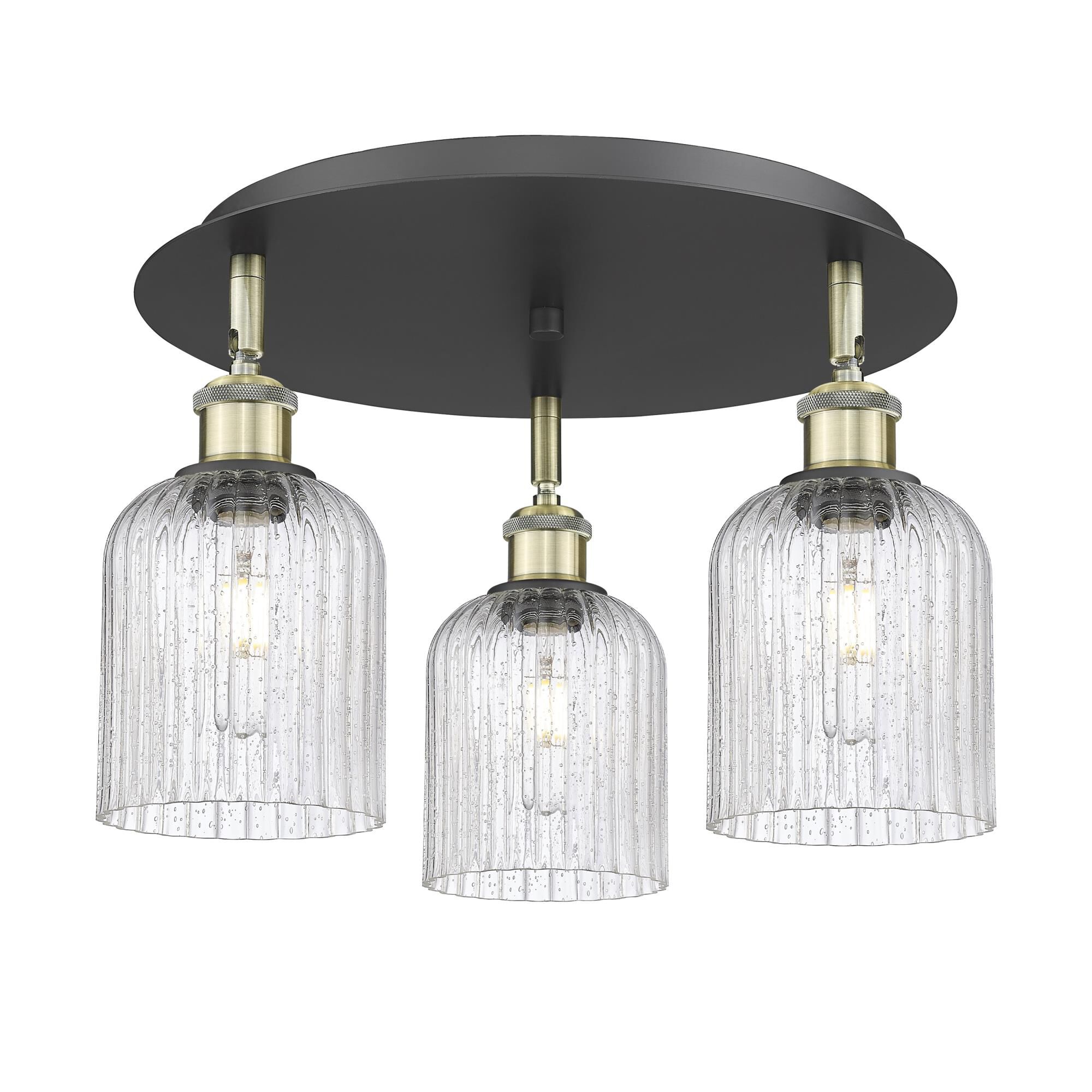 Shown in Black Antique Brass finish and Seedy shade