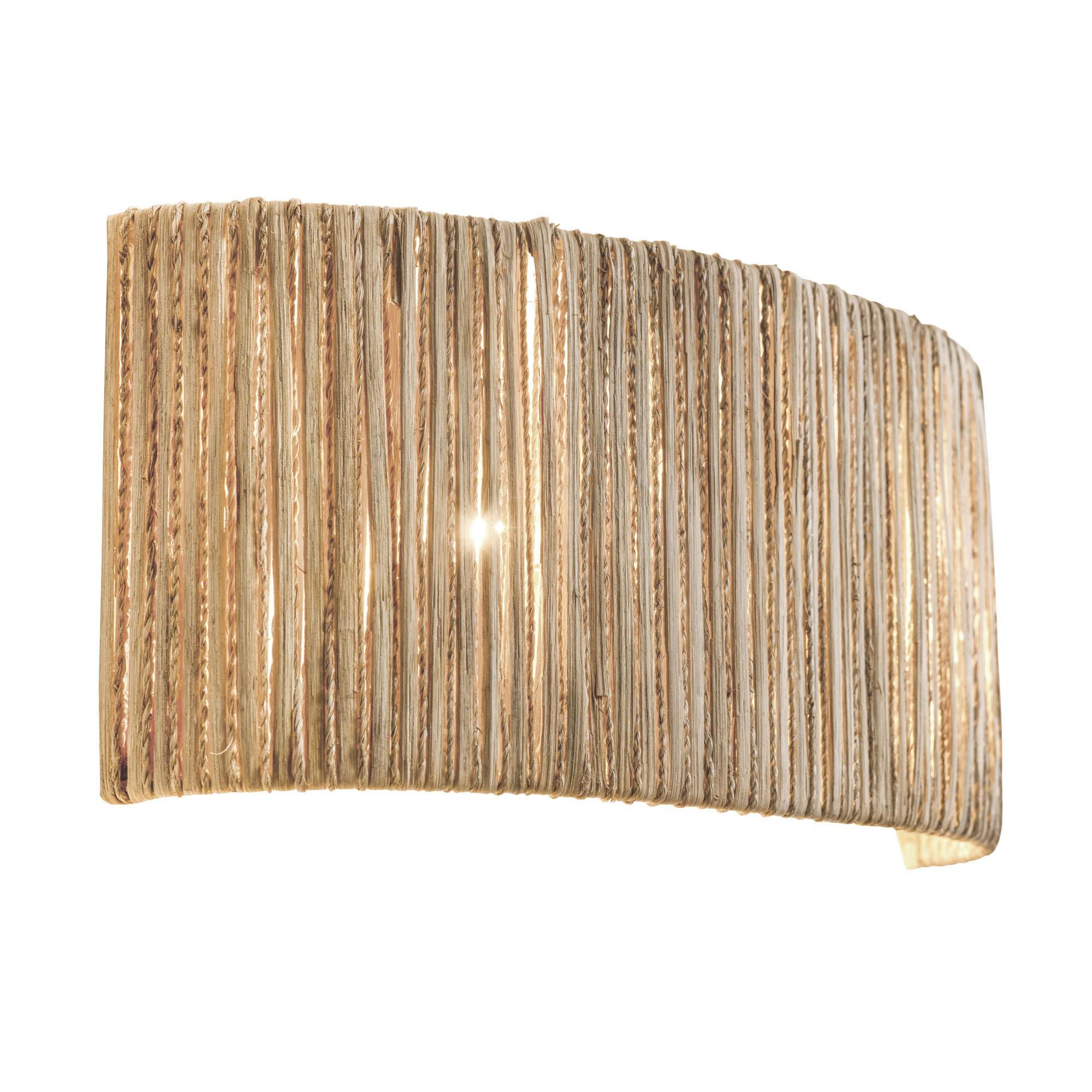 Shown in French Gold finish and Natural Rattan And Abaca Rope shade