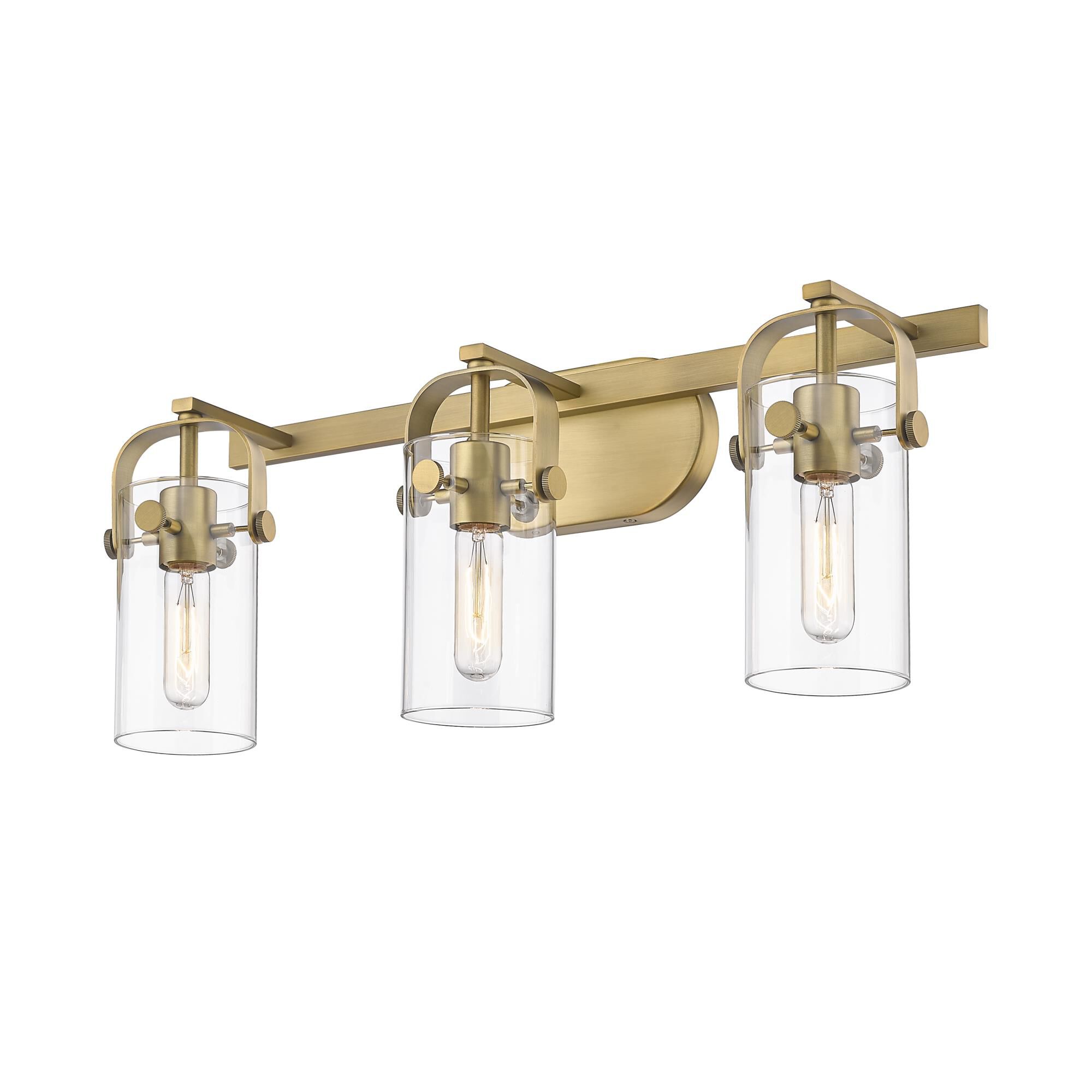 Shown in Brushed Brass finish and Clear glass and Clear Glass shade