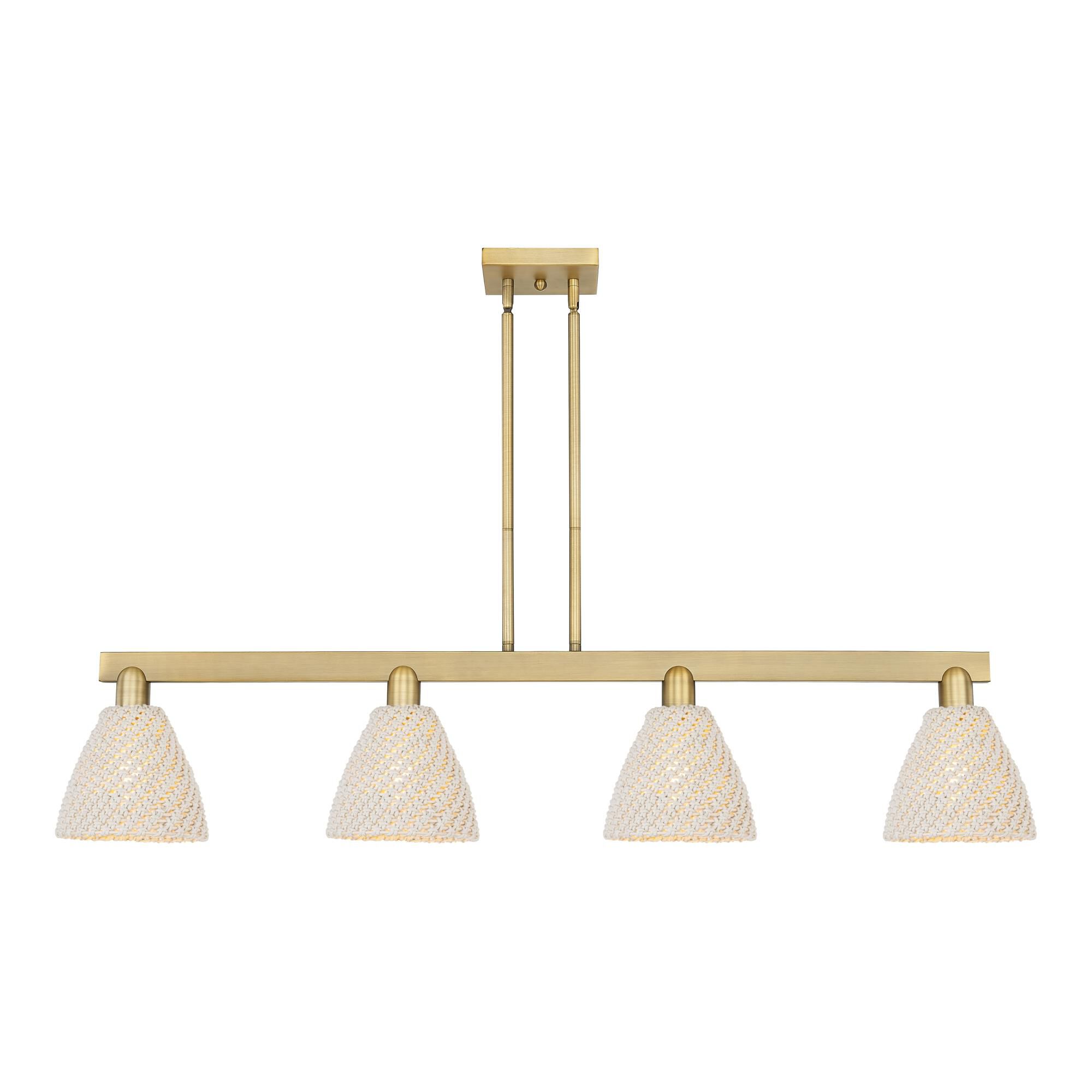 Shown in Brushed Brass finish and Natural shade