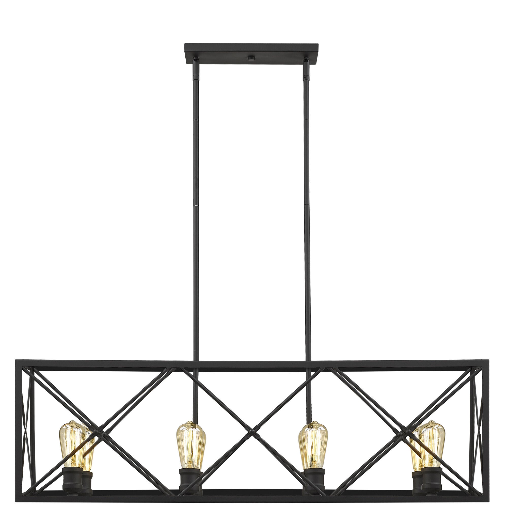 Shown in Matte Black finish and Matte Black glass and Matte Black Metal Cage shade