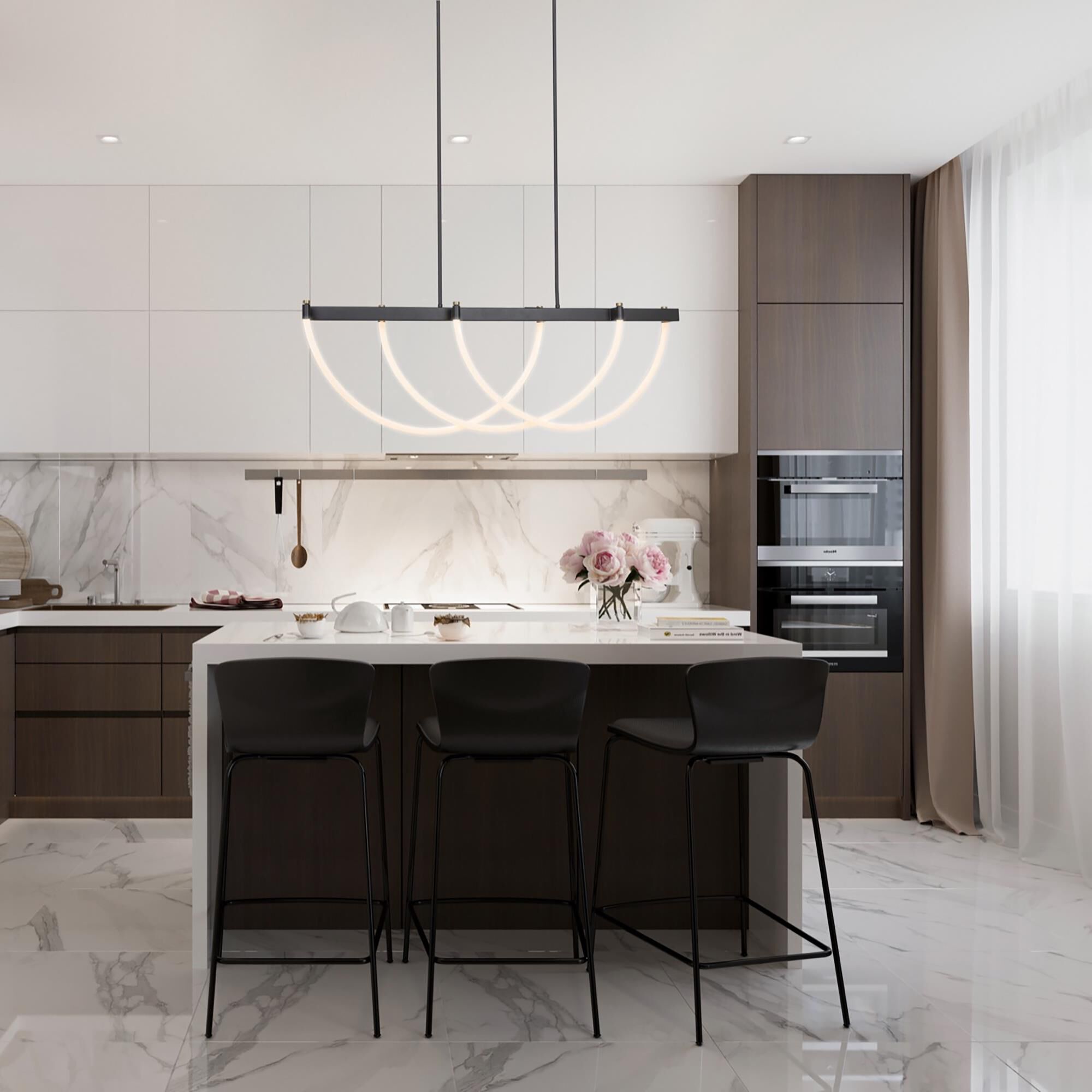 Shown in Black and Brushed Brass finish and Silicone White glass