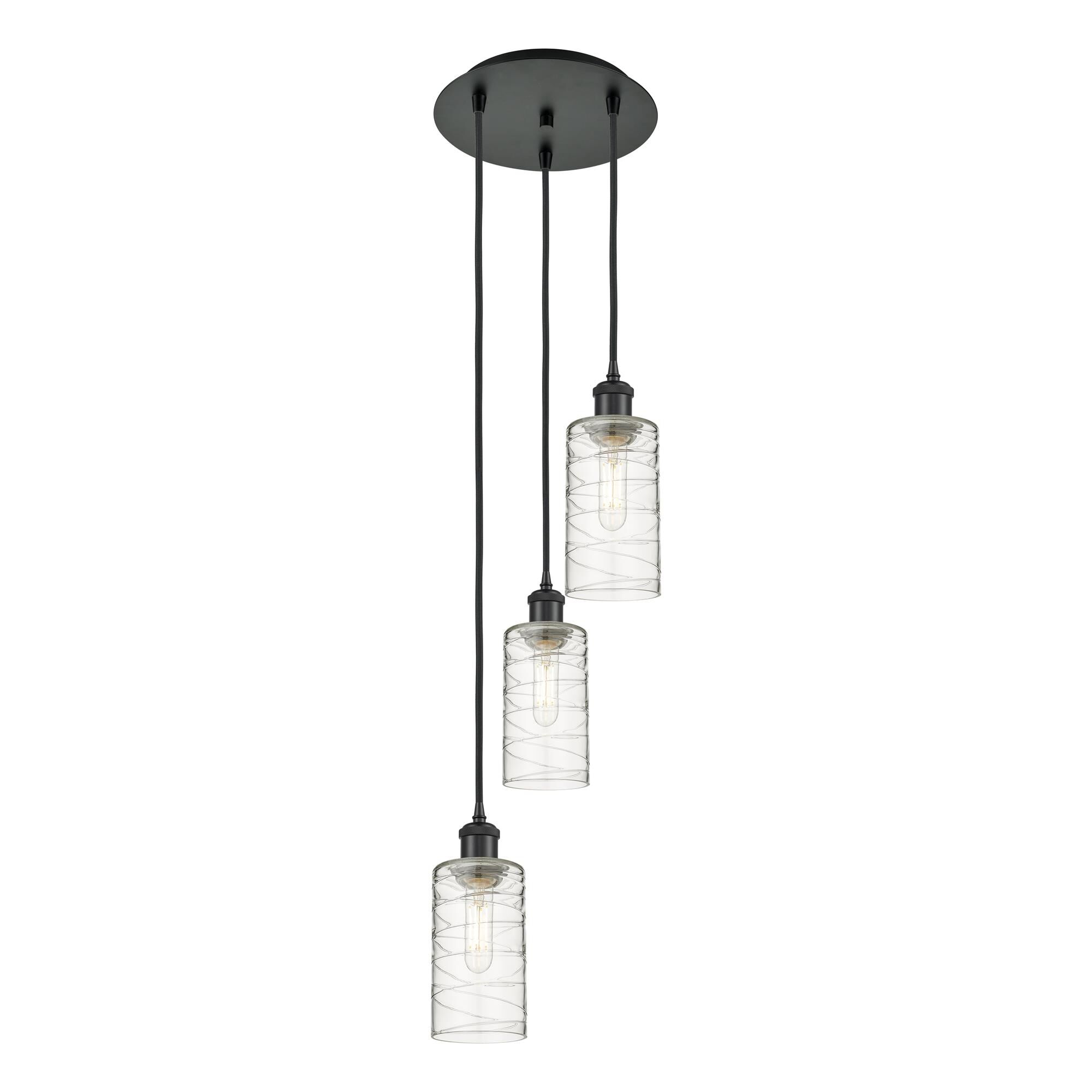 Shown in Matte Black finish and Deco Swirl shade
