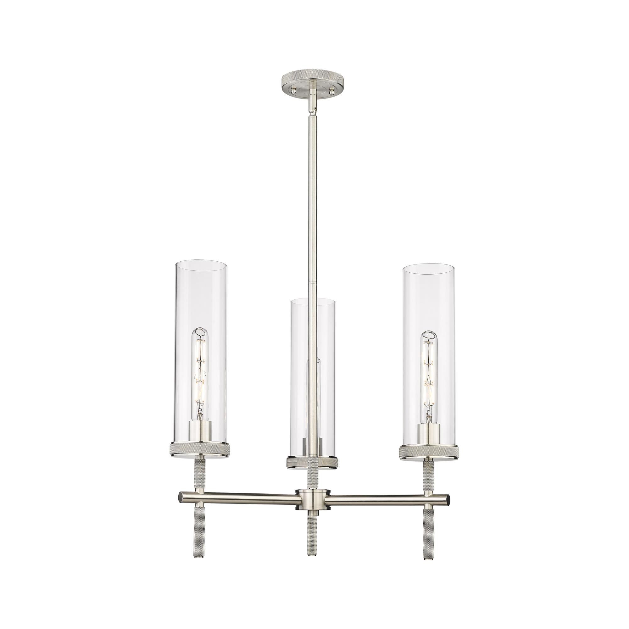 Shown in Satin Nickel finish and Clear glass and Clear Glass shade
