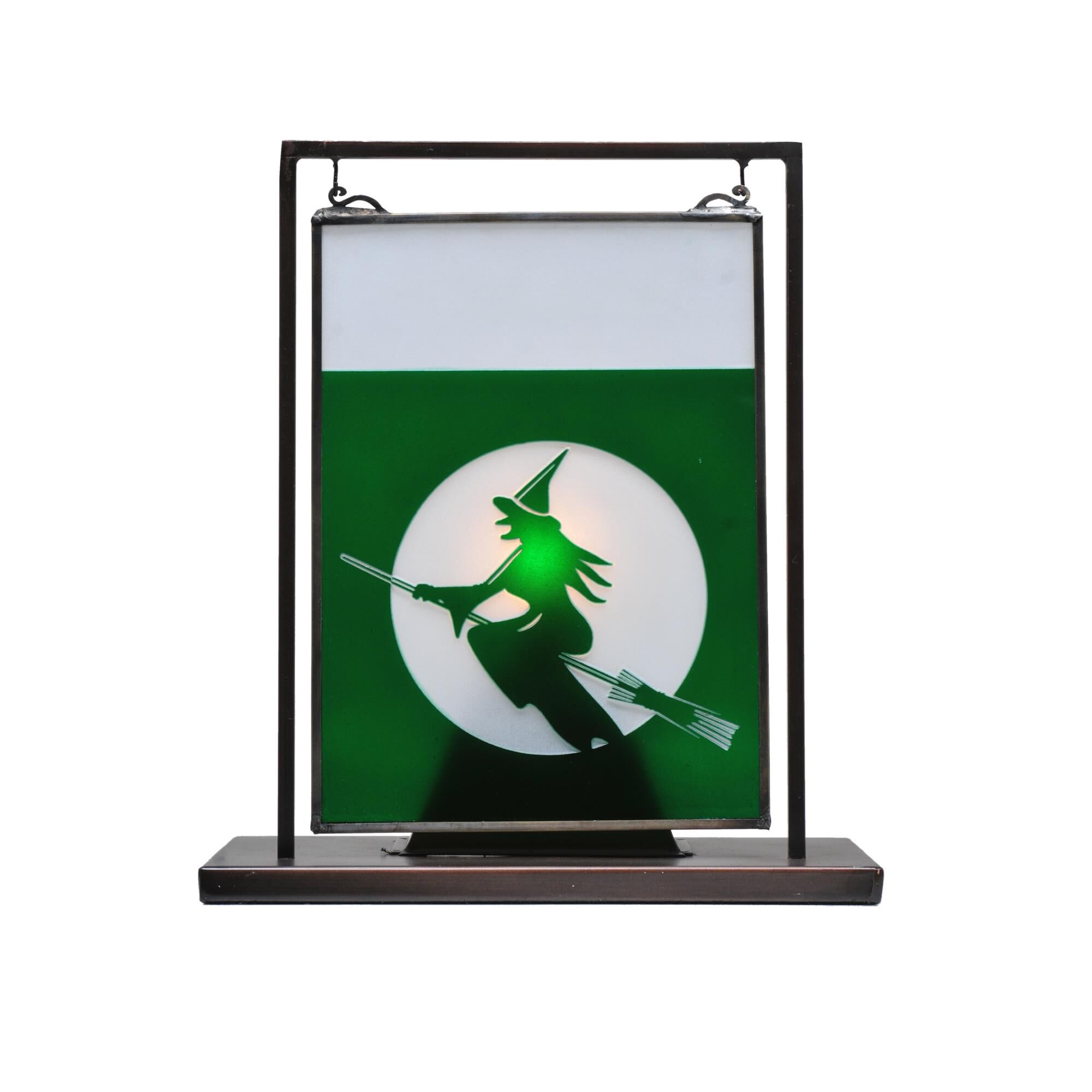 Shown in Mahogany Bronze finish and Green-Frost shade