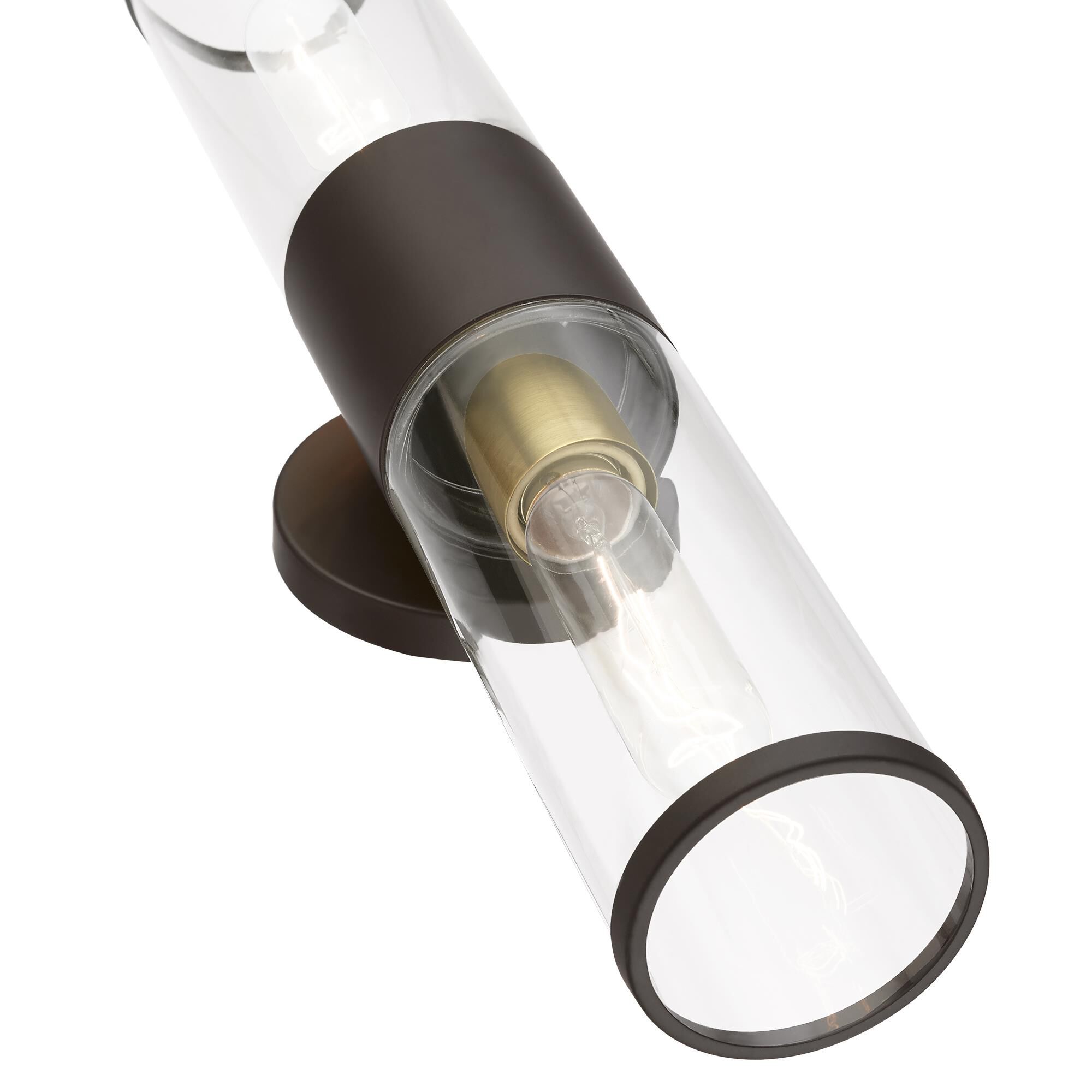 Shown in Bronze With Antique Brass Accent finish and Clear glass and Clear Glass shade