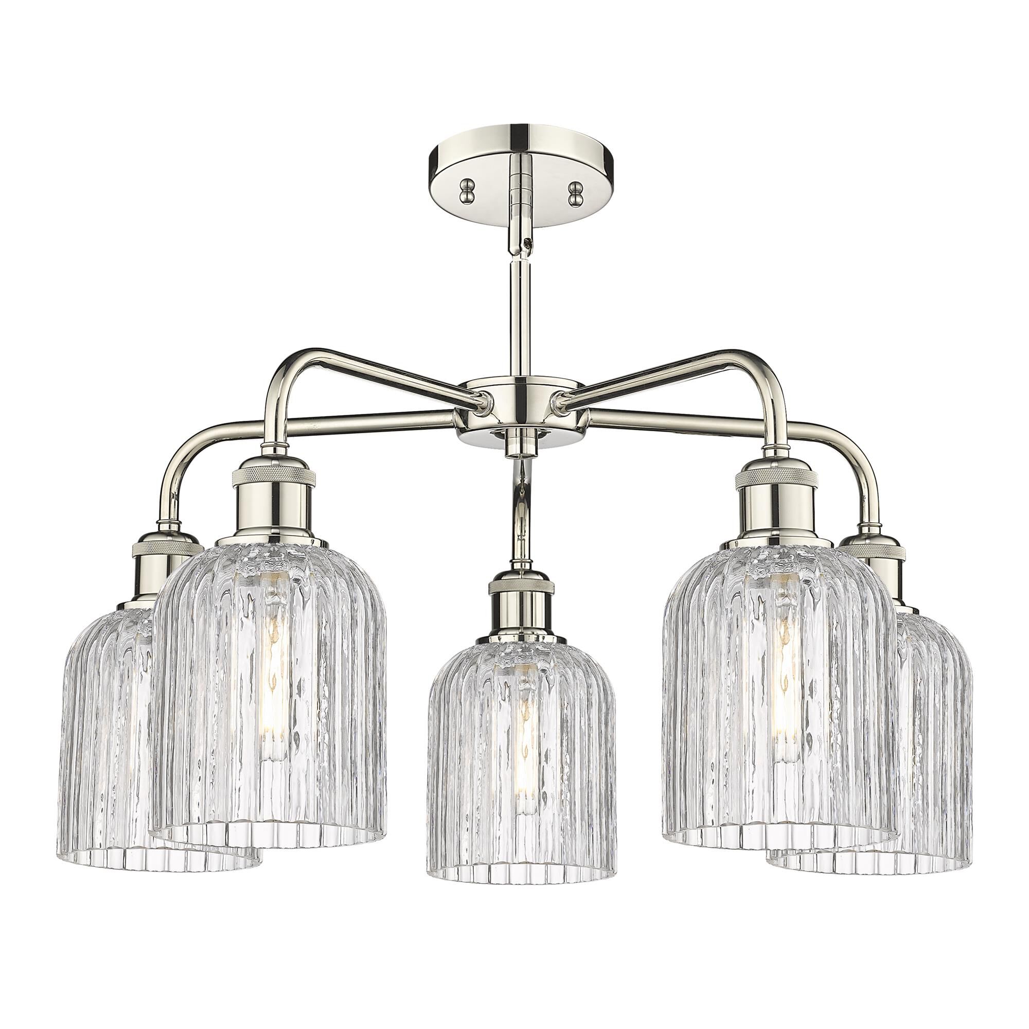 Shown in Polished Nickel finish and Clear glass