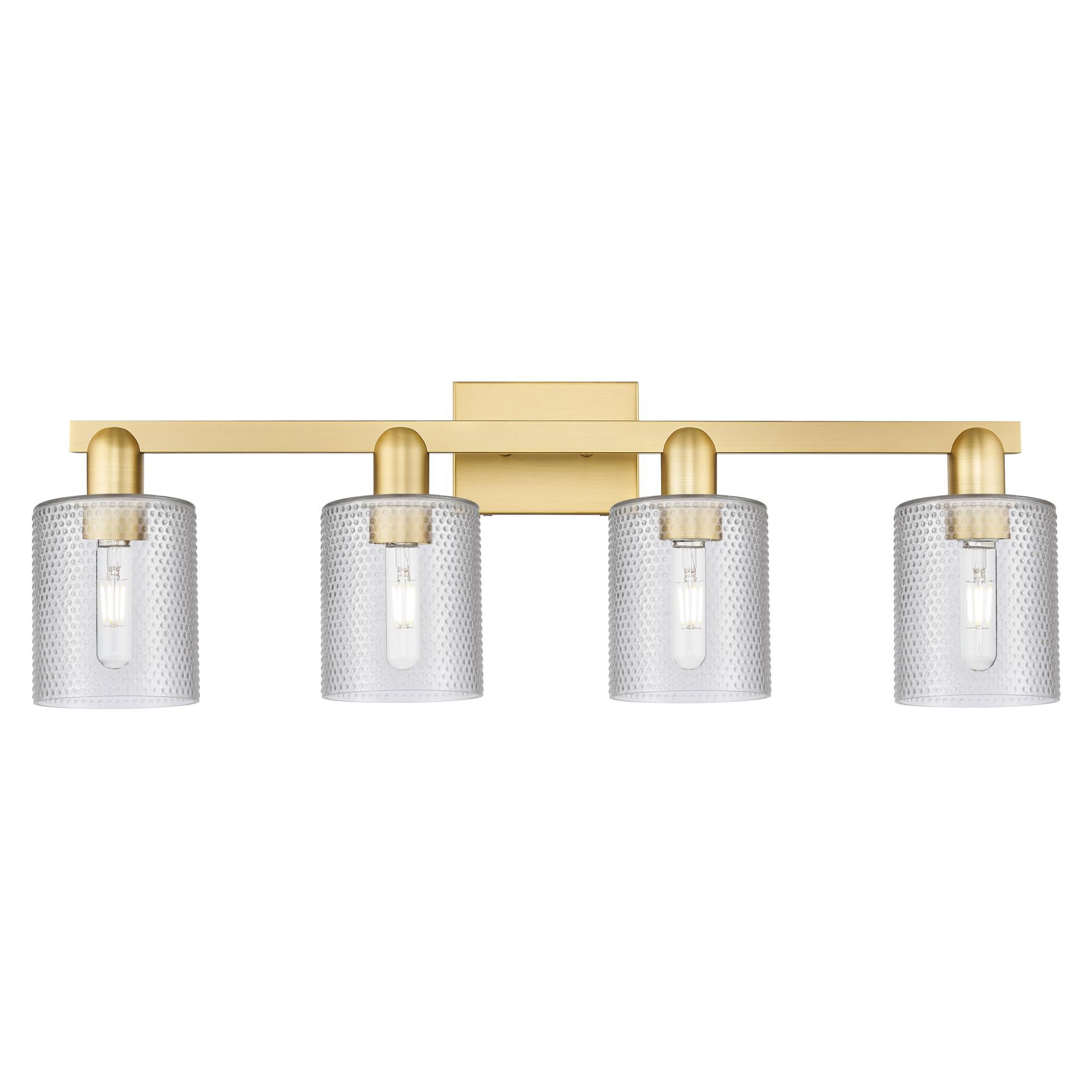 Shown in Satin Gold finish and Clear glass